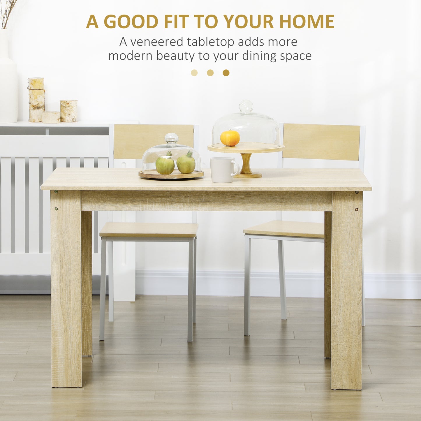 HOMCOM Oak Wood Effect Dining Table For 4 To 6 People Melamine Kitchen Table For Dining Room