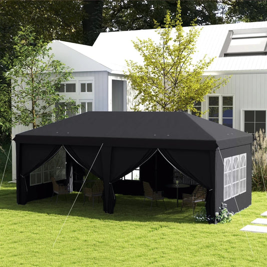Outsunny 3x6m Pop-Up Gazebo with Curtain Walls and Windows - Stylish Grey Outdoor Canopy Shelter for Events and Gatherings