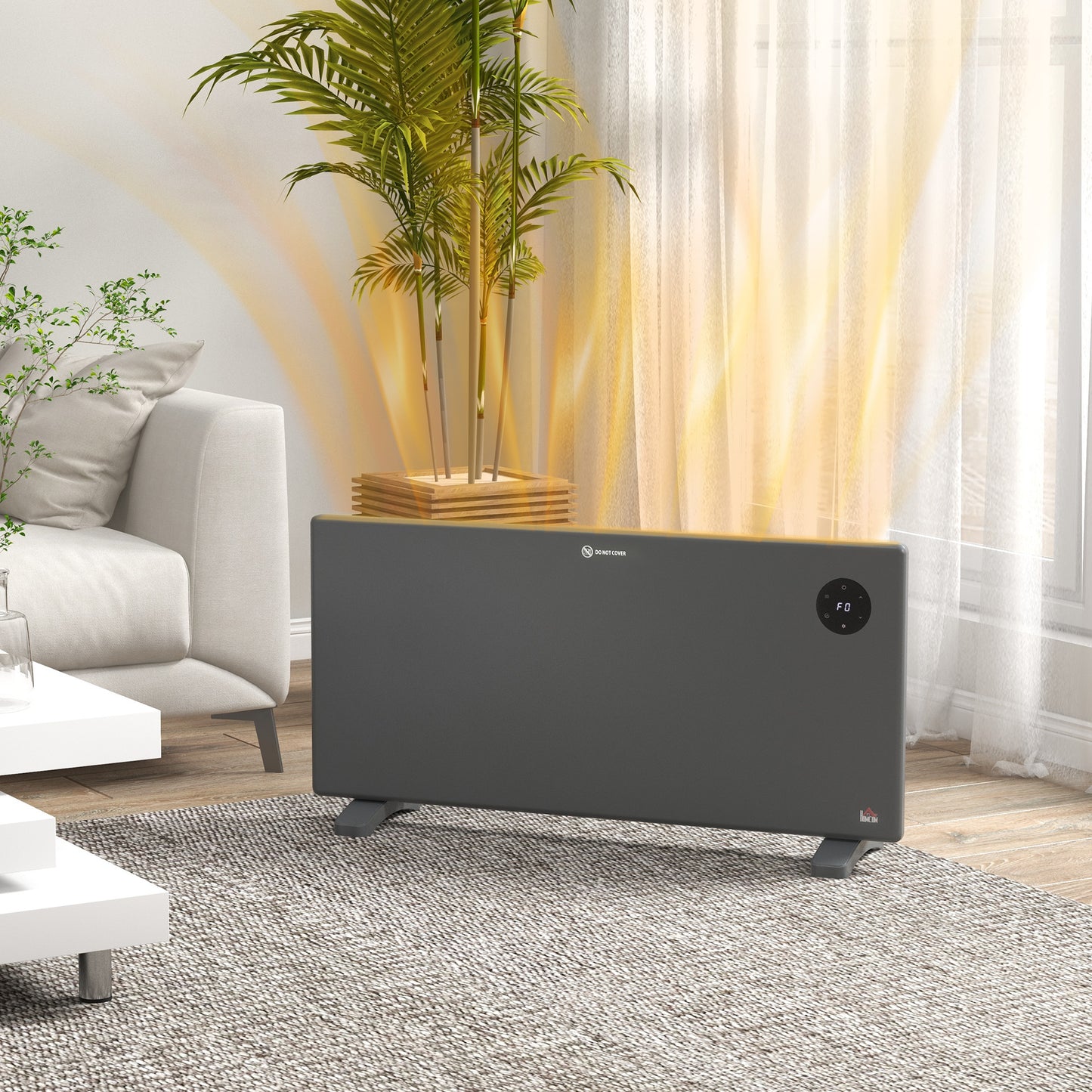 HOMCOM 2000W Electric Convector Heater Freestanding Or Wall Mounted Space Heater With Adjustable Thermostat And Timer