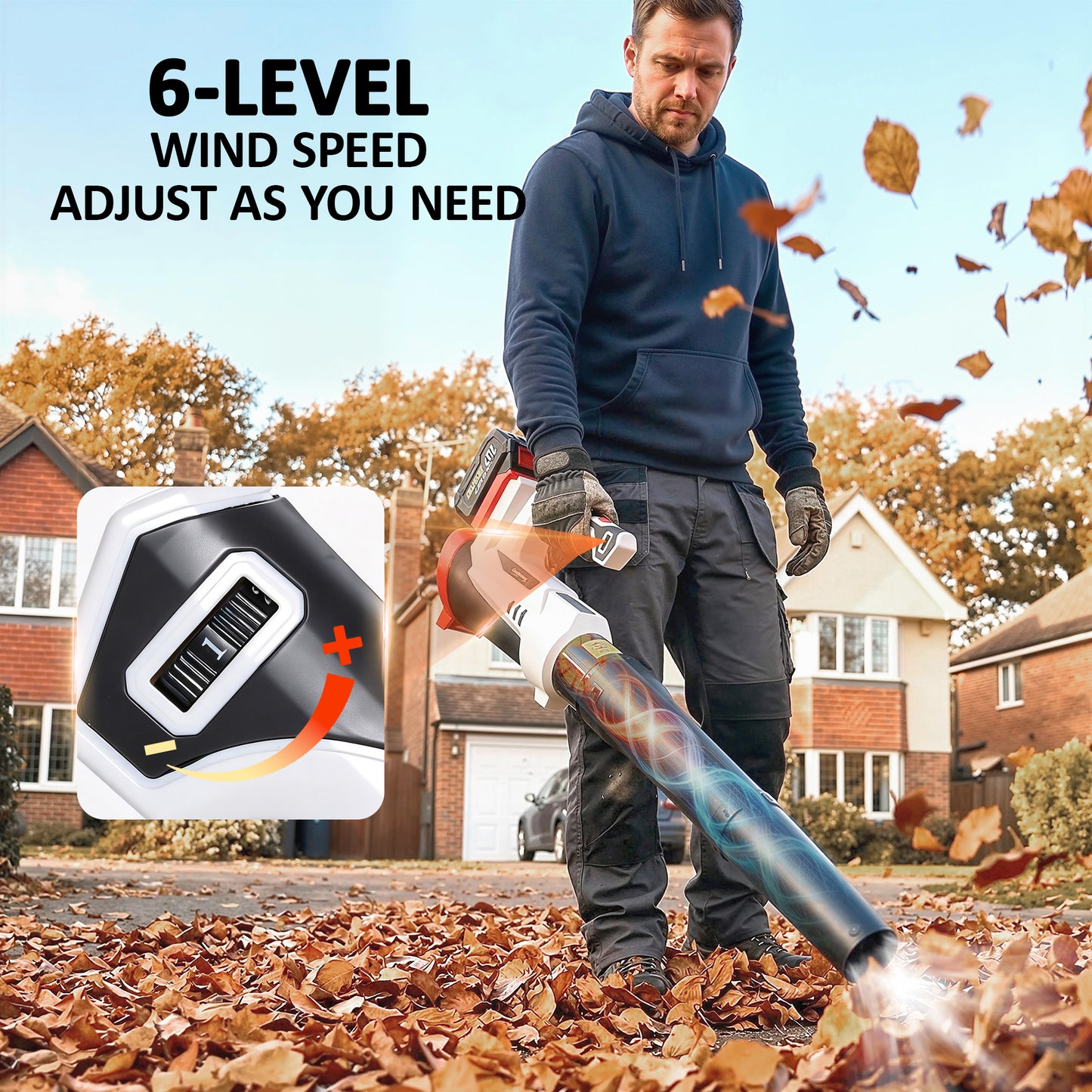 Outsunny Cordless Leaf Blower 18V With 4000mAh Battery Charger Handheld Garden Blower With 6 Speed Levels