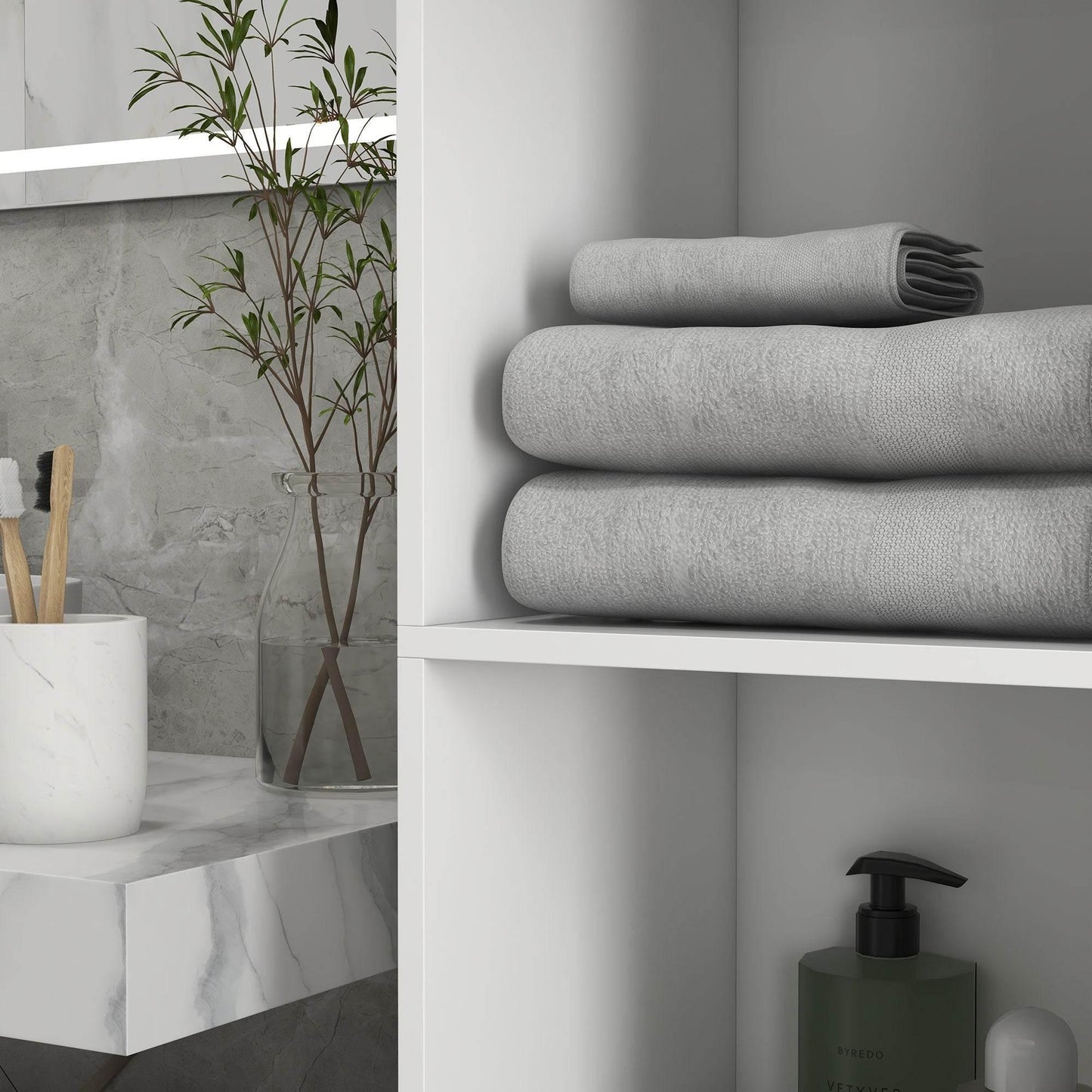 HOMCOM Sleek High Gloss White Slim Bathroom Storage Cabinet with Adjustable Shelves - ALL4U RETAILER LTD