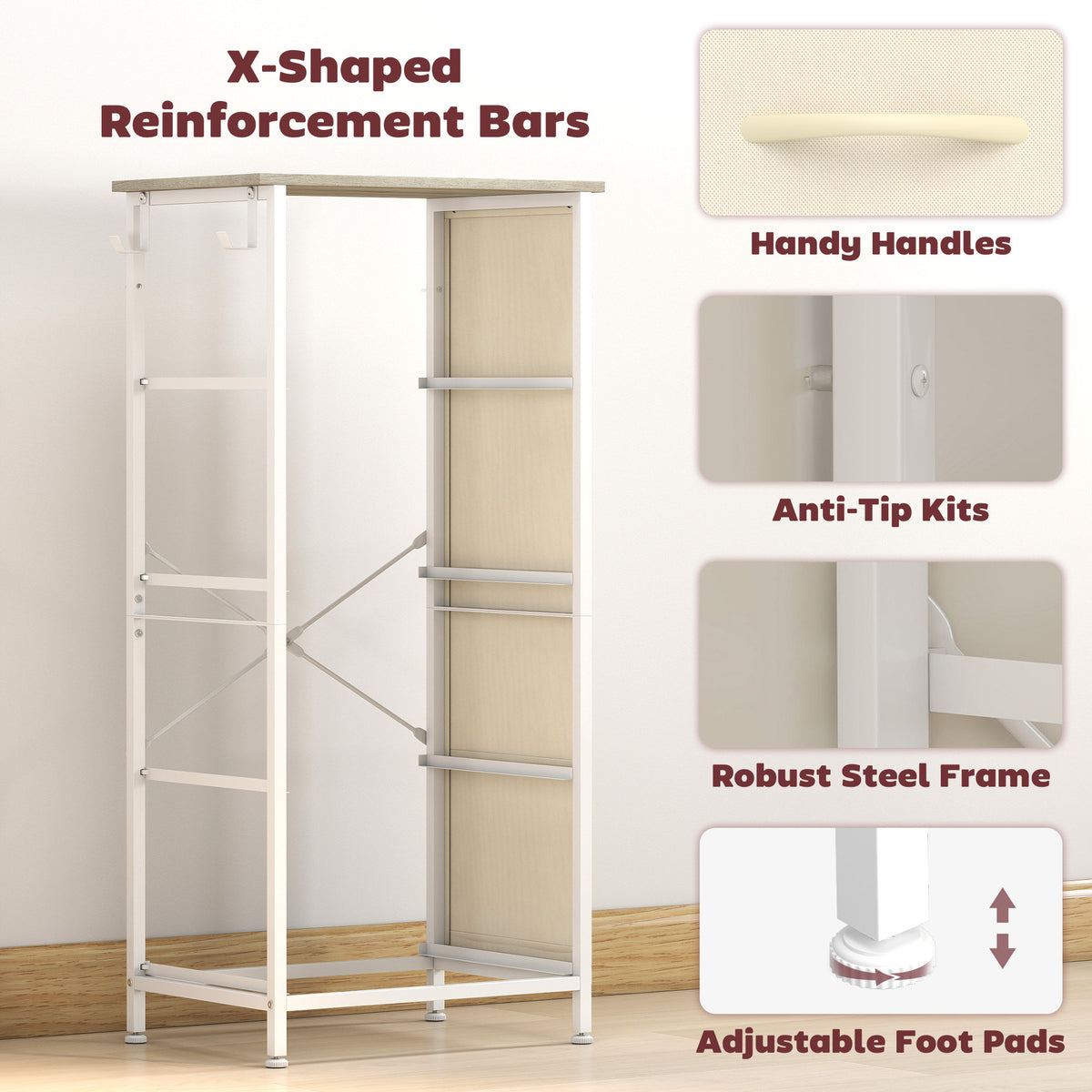 Homcom Fabric Chest Of Drawers With 4 Pockets And Steel Frame