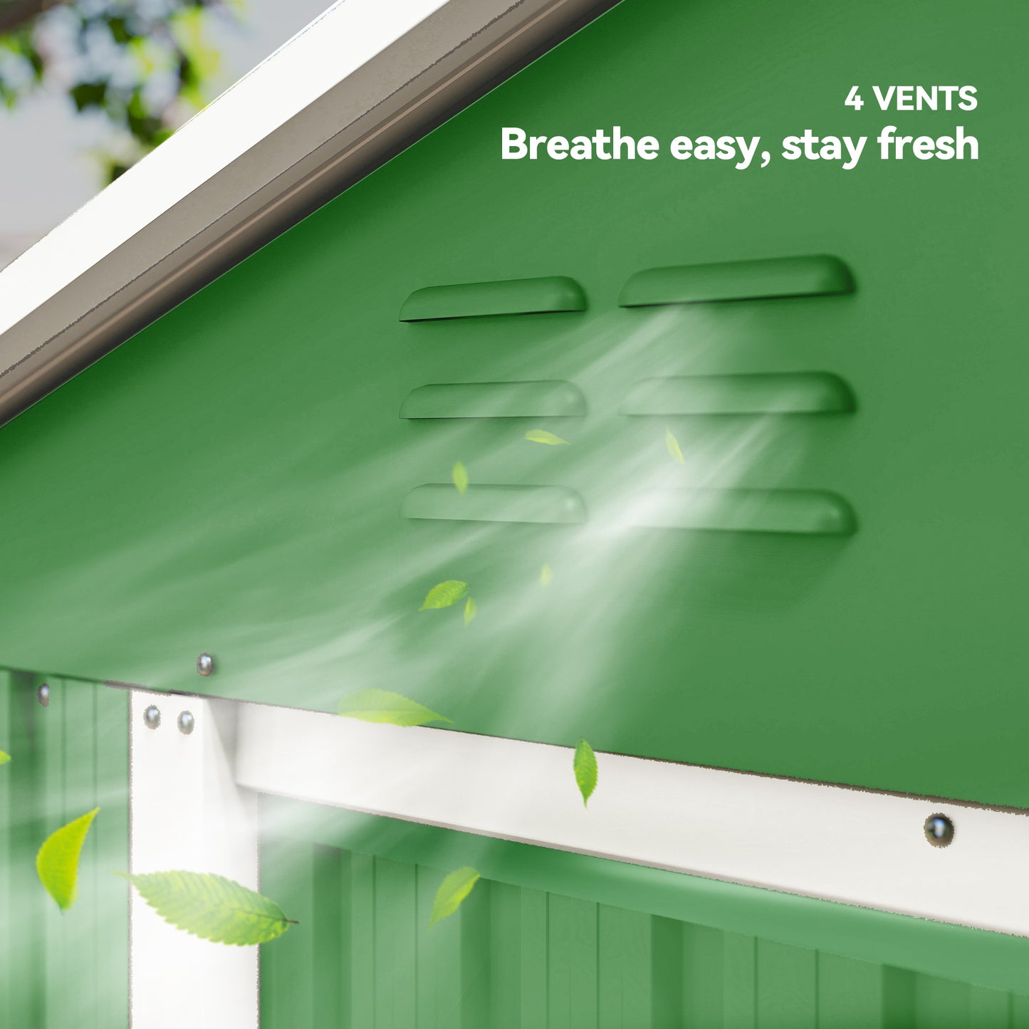 Outsunny 6.5 x 3.5 Ft Metal Garden Storage Shed Green With Galvanized Steel Construction And Double Sliding Doors