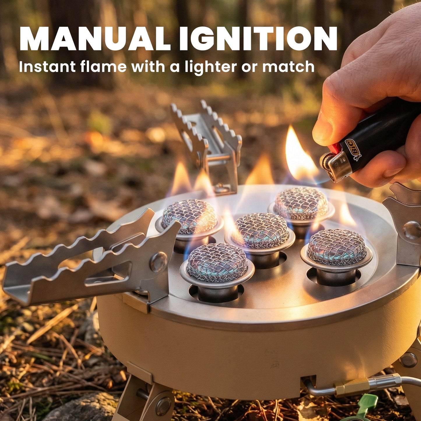 Outsunny 7000W Camping Stove with Piezo Ignition and Carry Bag High Power Gas Stove for Outdoor Hiking Khaki