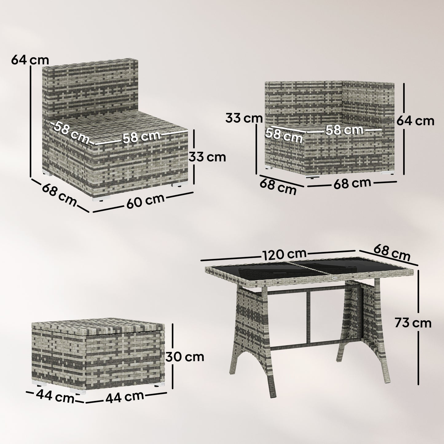 Outsunny 10 Piece Rattan Garden Furniture Set With 2 Corner Sofas 4 Chairs 4 Stools And Coffee Table For Outdoor Patio