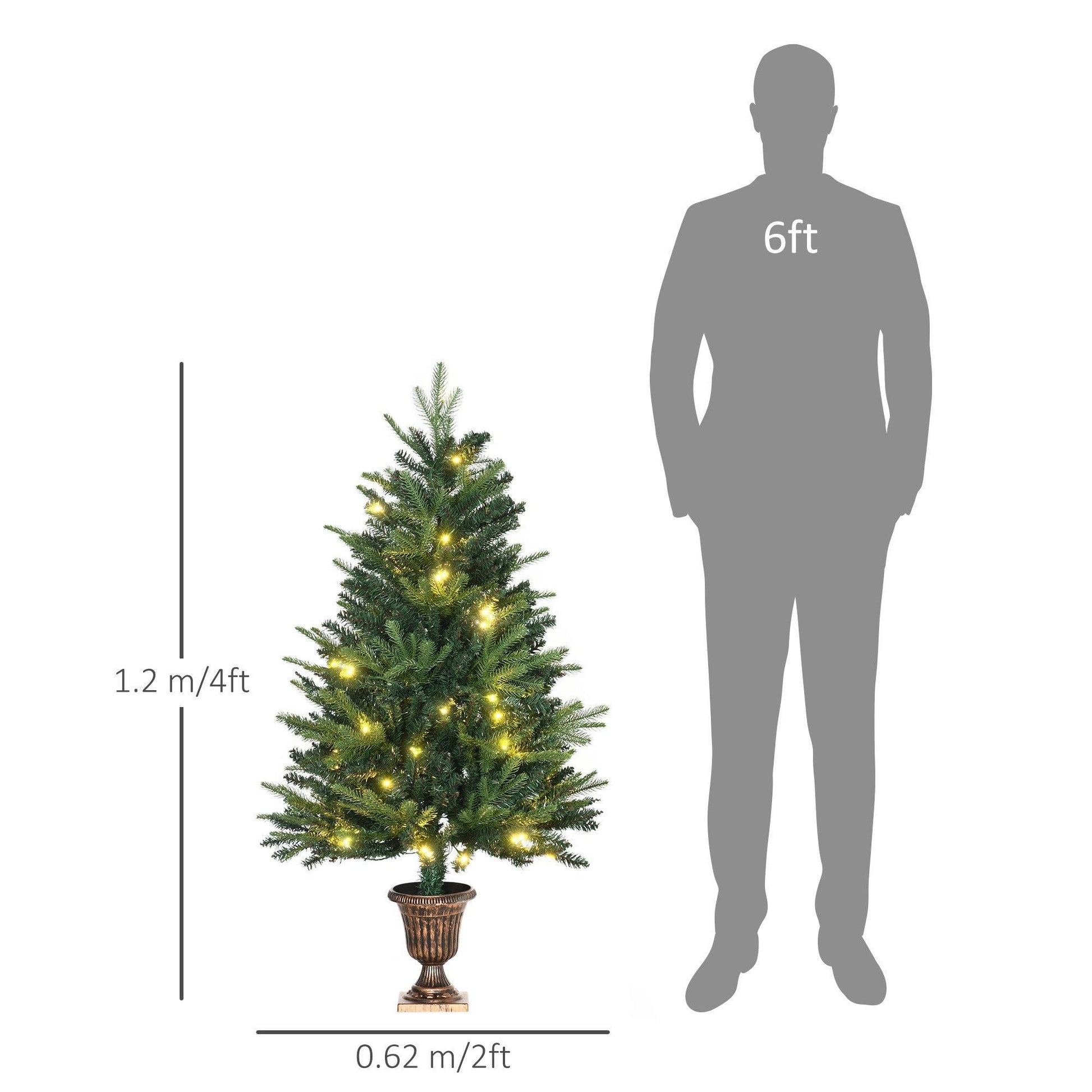 HOMCOM 1.2m Pre-Lit Christmas Tree - ALL4U RETAILER LTD