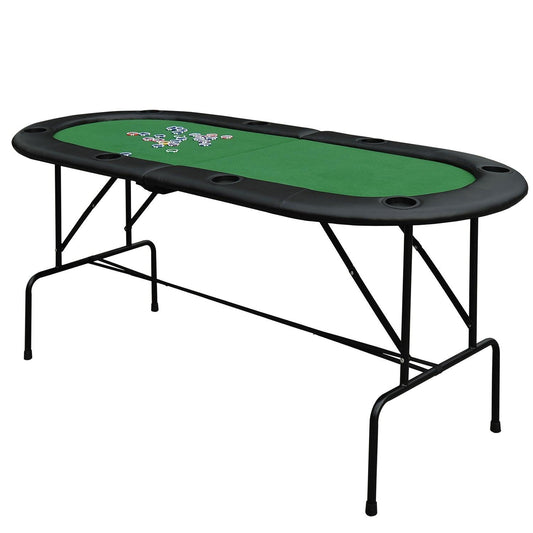 HOMCOM 1.83m Foldable Poker Table with Chip Trays and Drink Holders - ALL4U RETAILER LTD