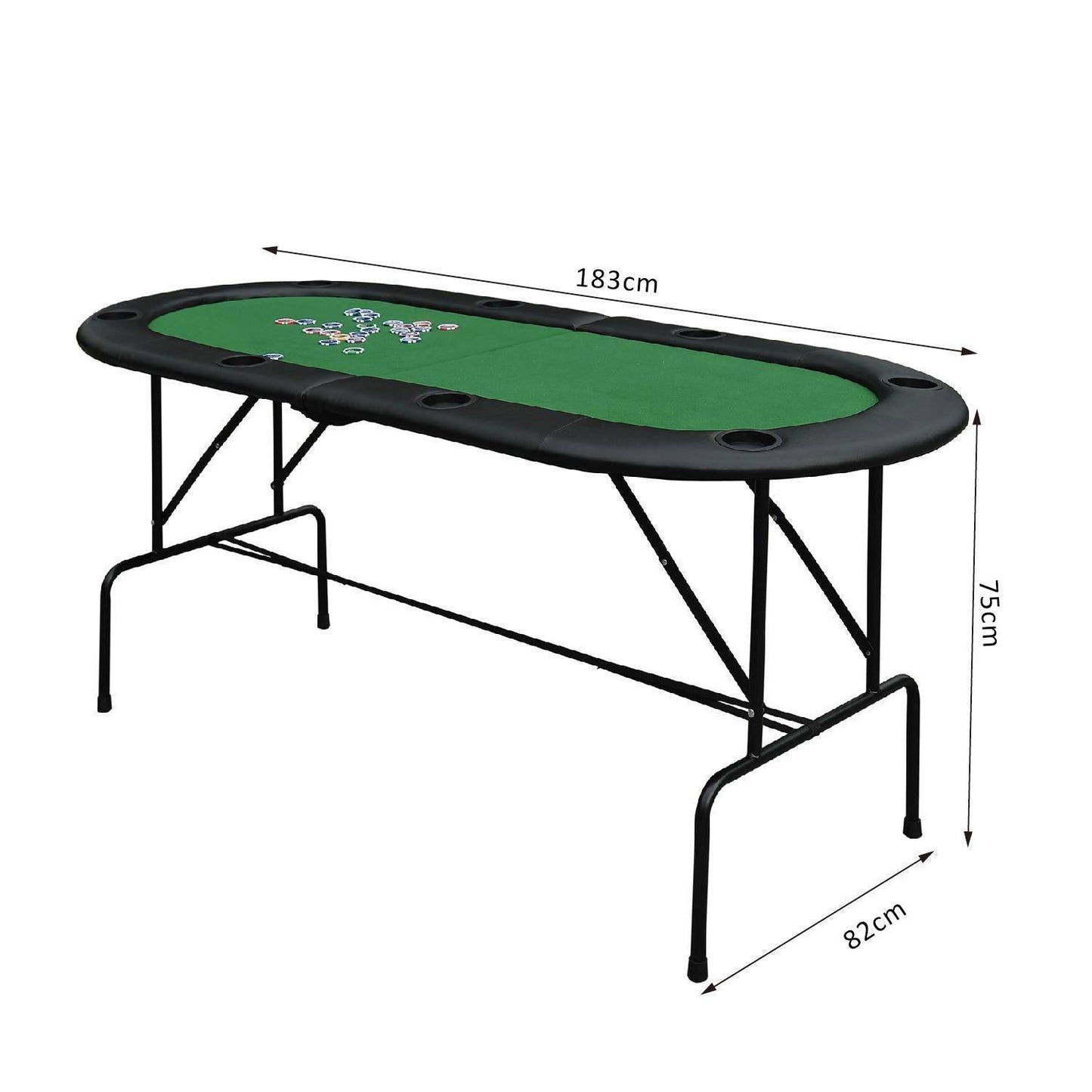 HOMCOM 1.83m Foldable Poker Table with Chip Trays and Drink Holders - ALL4U RETAILER LTD