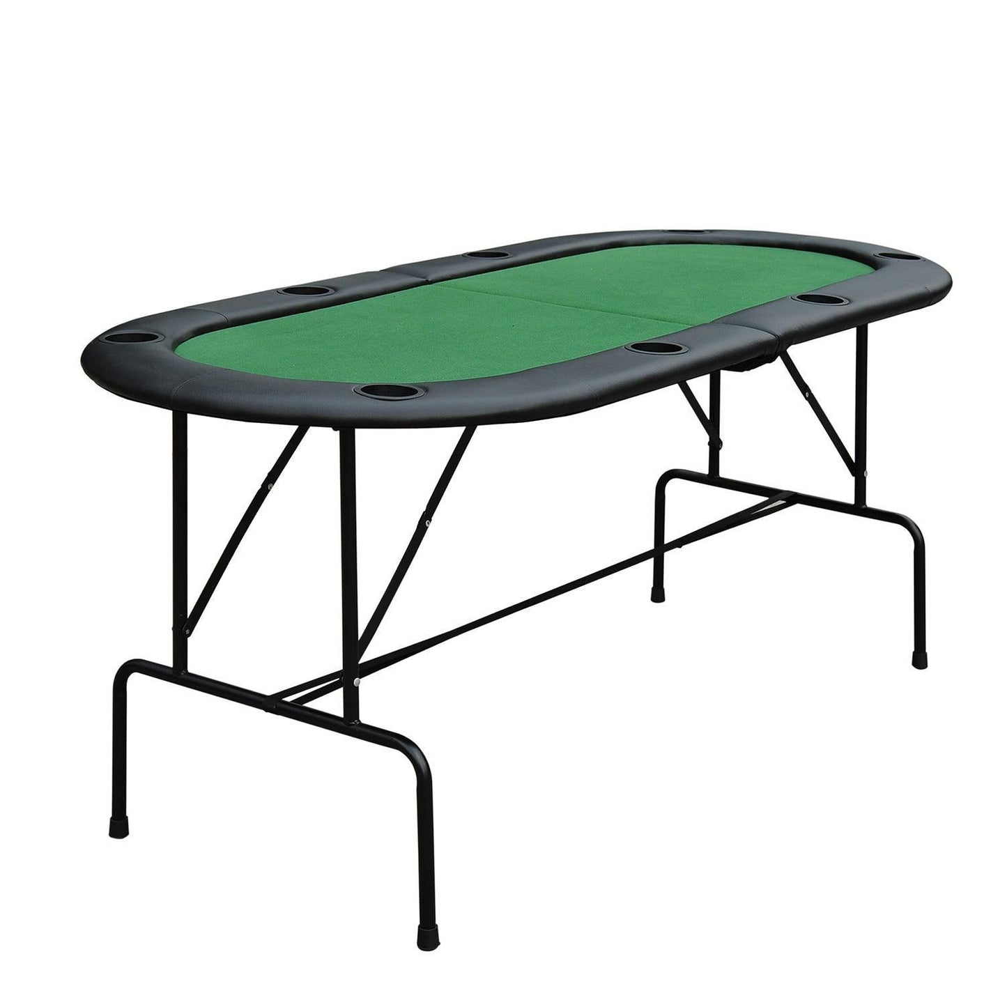 HOMCOM 1.83m Foldable Poker Table with Chip Trays and Drink Holders - ALL4U RETAILER LTD