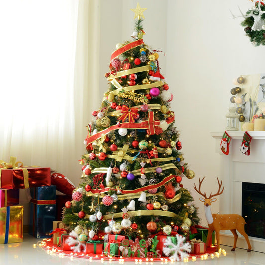 HOMCOM 1.8m Pre-Lit Christmas Tree, Green - ALL4U RETAILER LTD