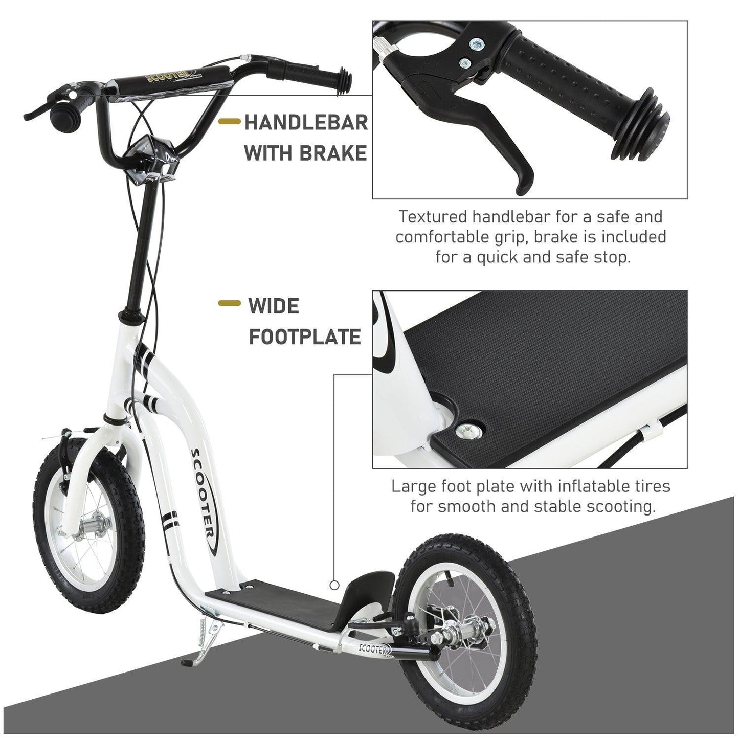 HOMCOM 12-Inch Youth Scooter with Dual Caliper Brakes - ALL4U RETAILER LTD