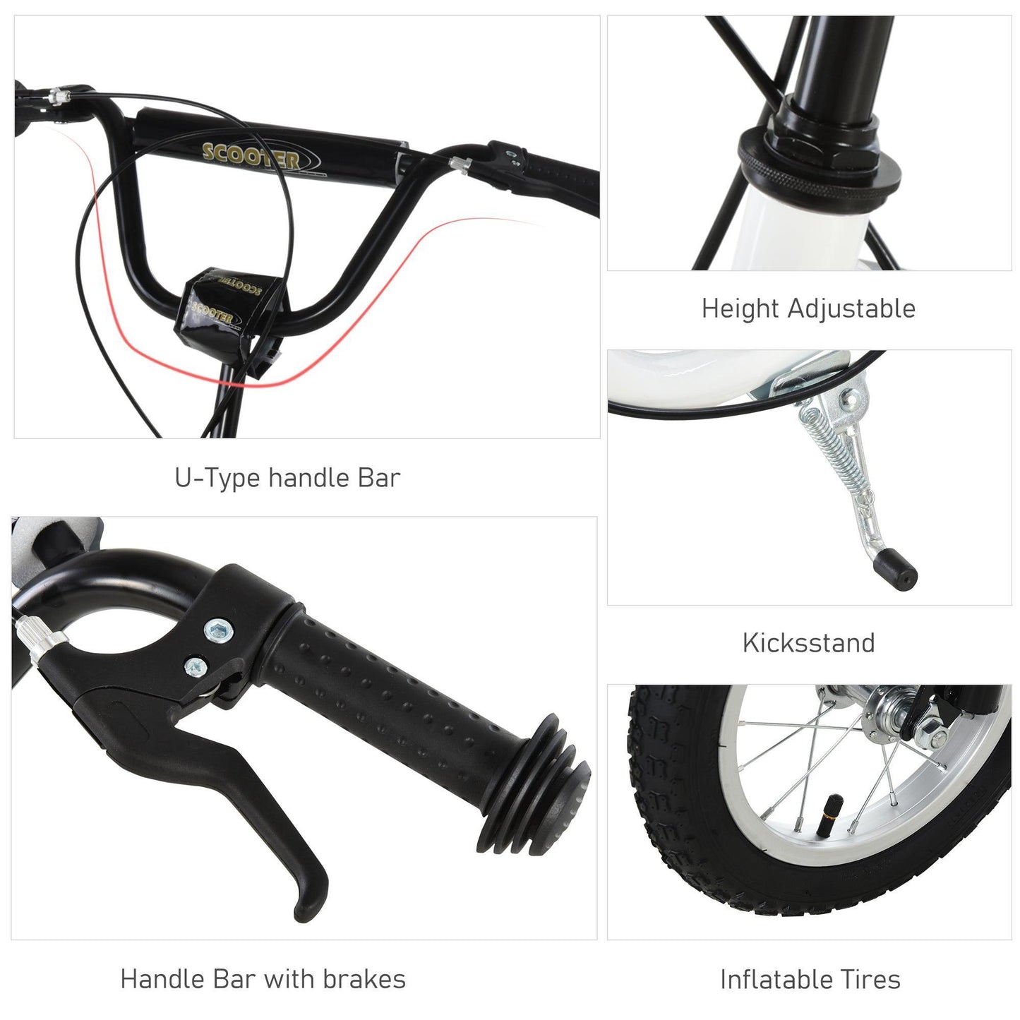 HOMCOM 12-Inch Youth Scooter with Dual Caliper Brakes - ALL4U RETAILER LTD