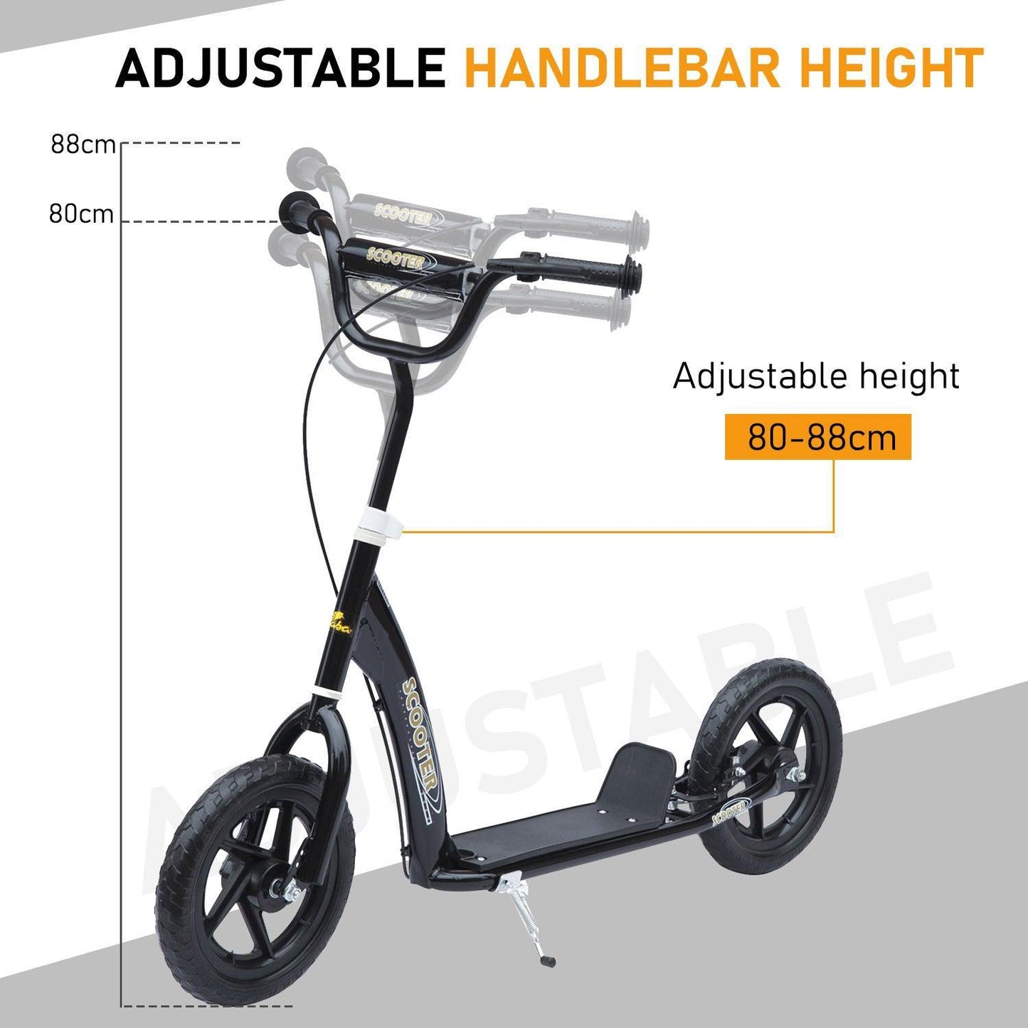 HOMCOM Black 12 Tire Scooter - ALL4U RETAILER LTD