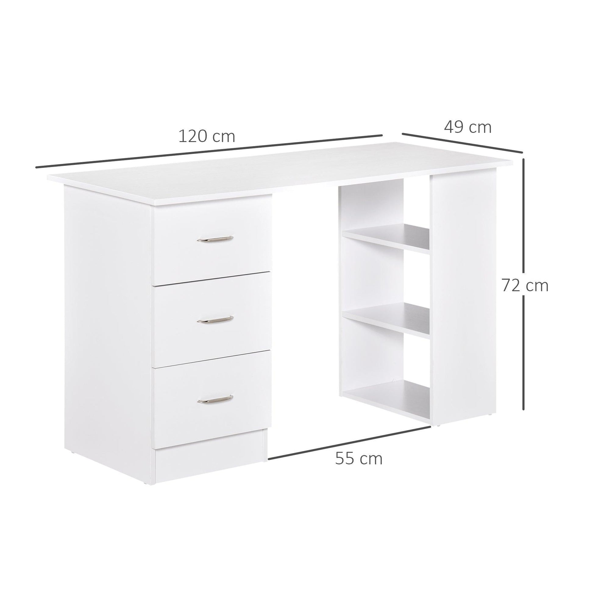 HOMCOM 120cm Writing Desk with Shelves & Drawers - ALL4U RETAILER LTD