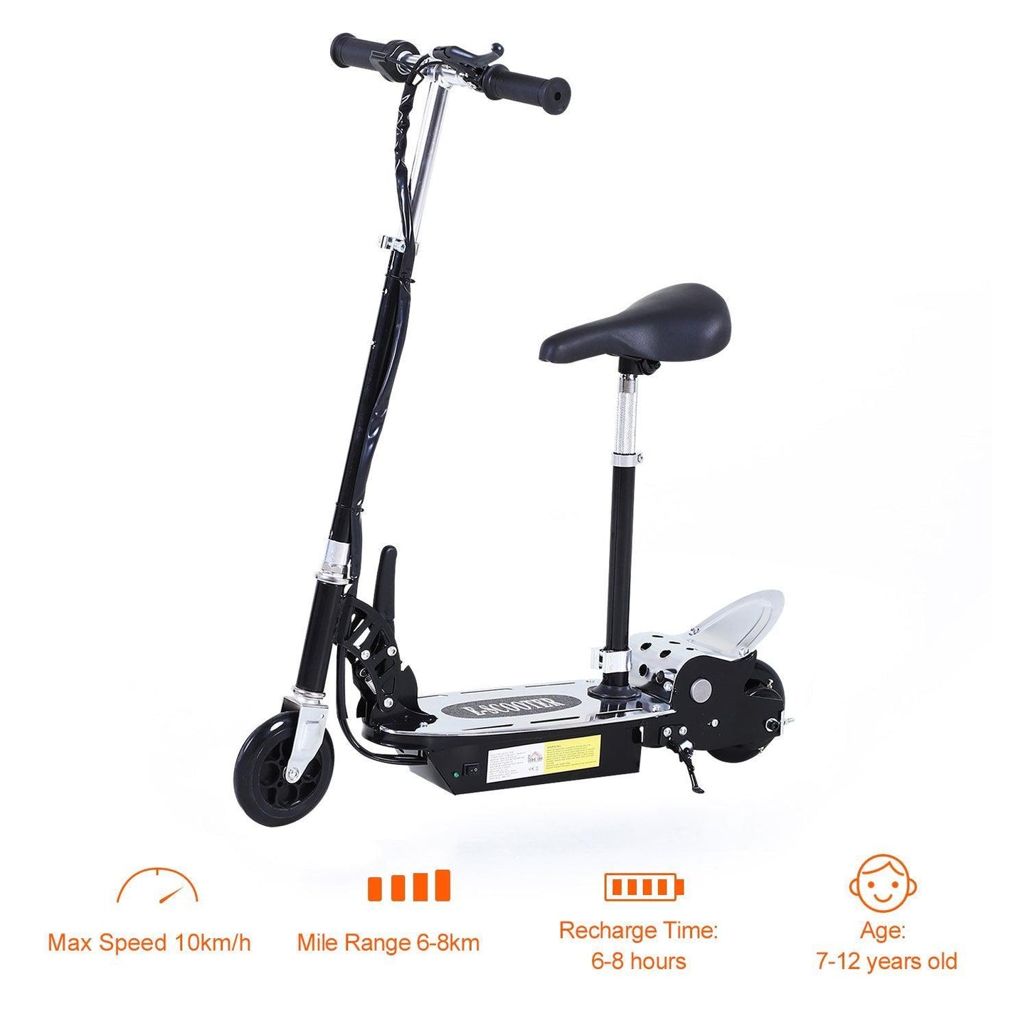 HOMCOM 120W Teens Electric Scooter, Black - ALL4U RETAILER LTD