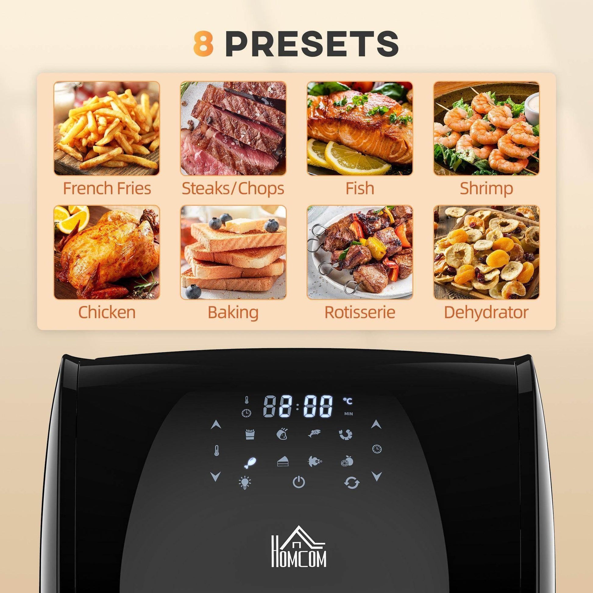 HOMCOM 12L Air Fryer Oven - 8 Functions, Timer - ALL4U RETAILER LTD