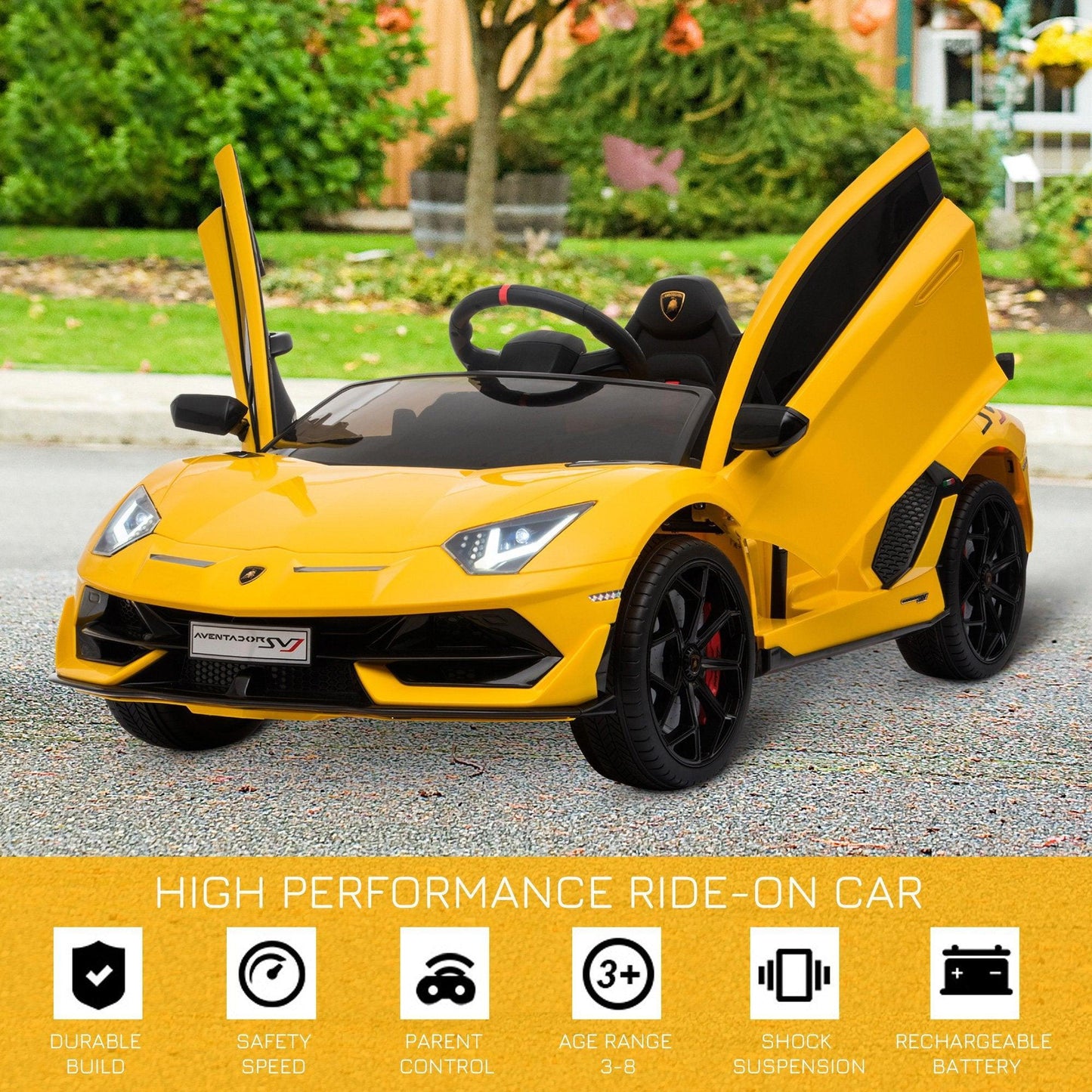 HOMCOM 12V Kids Electric Ride On Car - Yellow - ALL4U RETAILER LTD