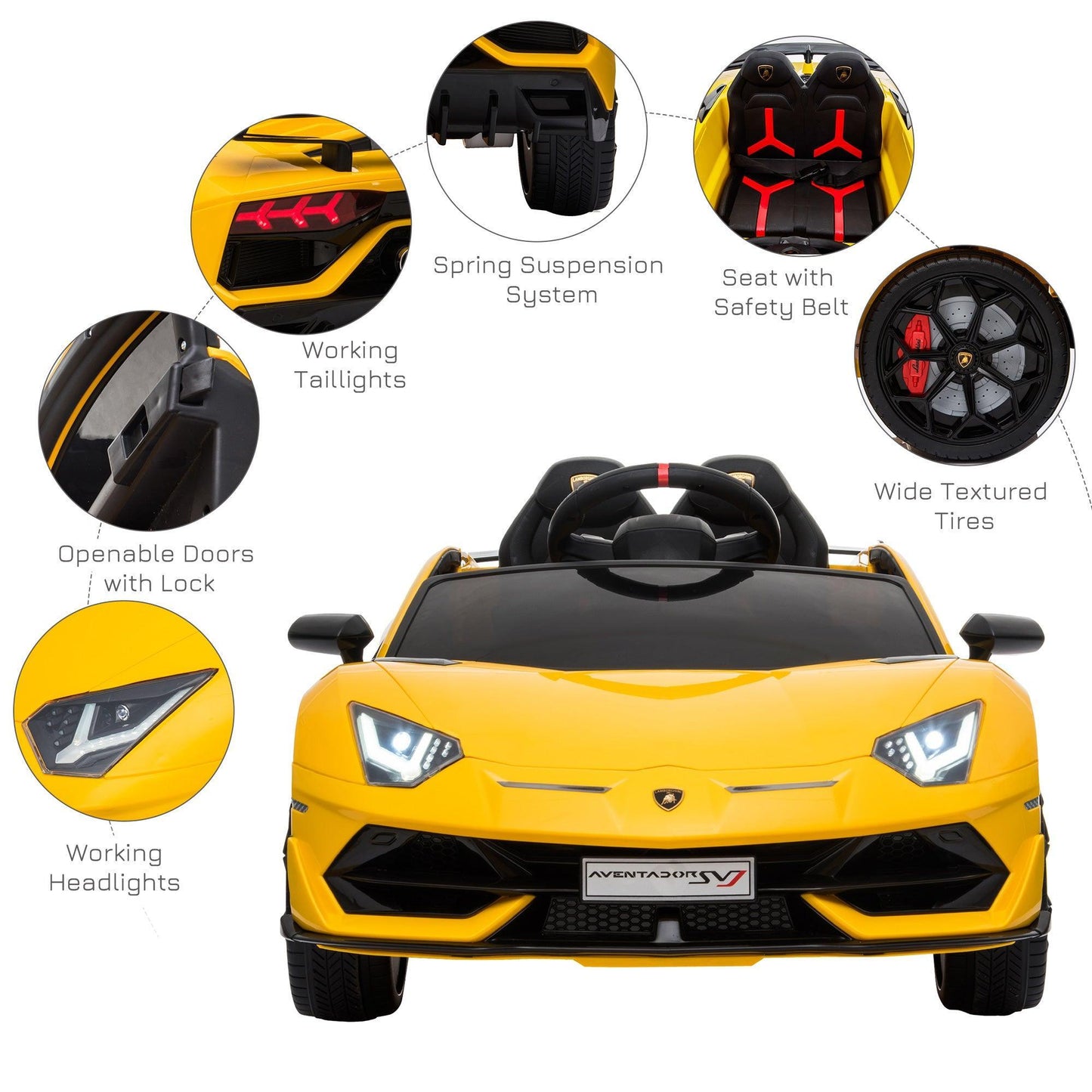 HOMCOM 12V Kids Electric Ride On Car - Yellow - ALL4U RETAILER LTD