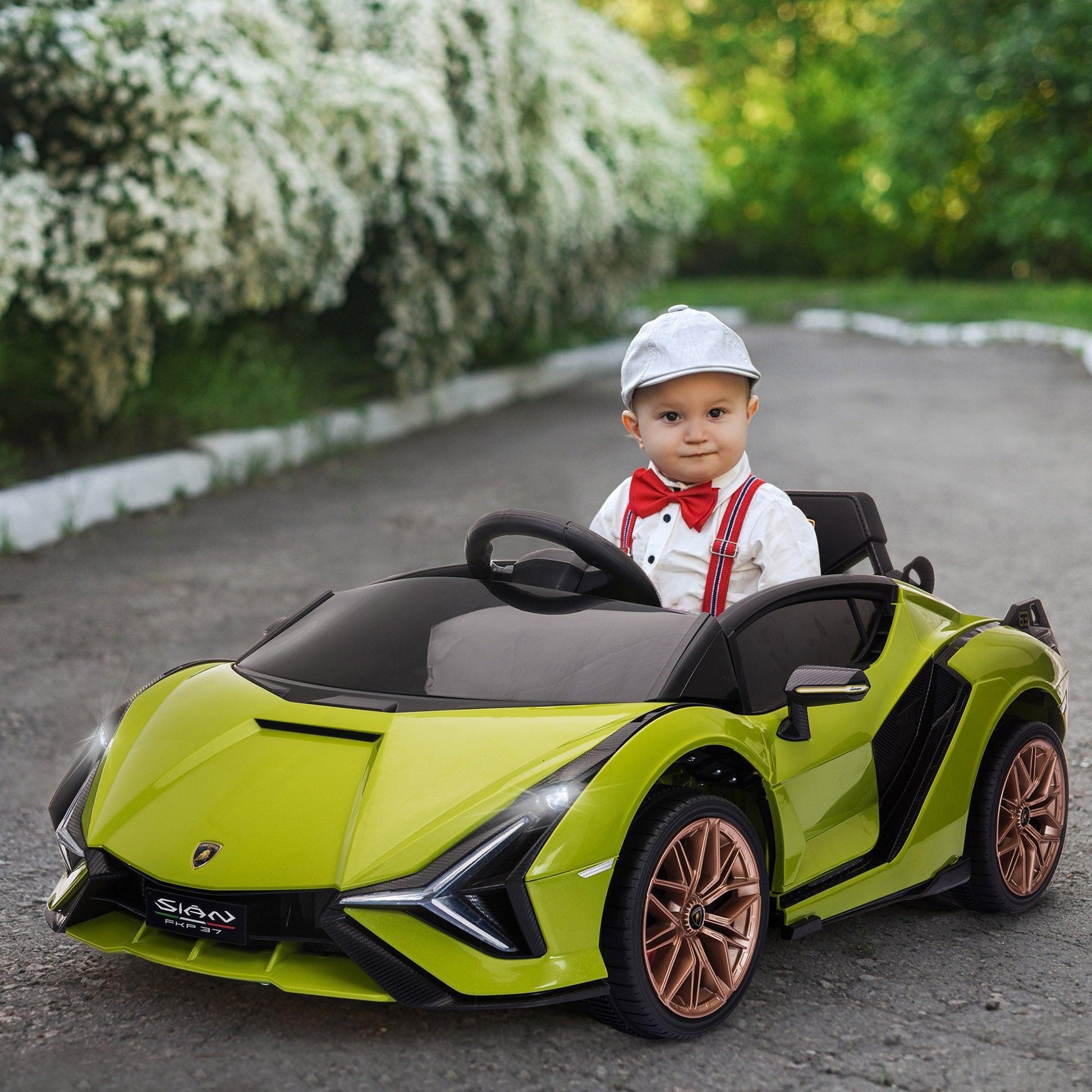 HOMCOM 12V Kids Ride On Car: Lamborghini SIAN (Green) - ALL4U RETAILER LTD