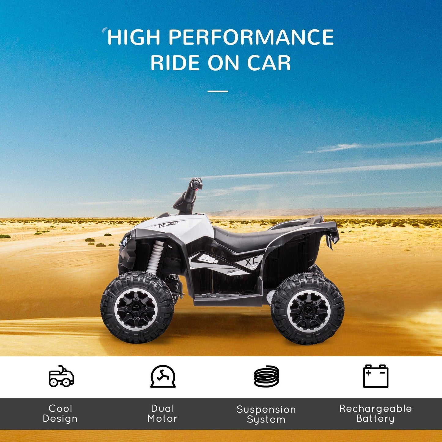 HOMCOM 12V Quad Bike: High/Low Speed, Forward/Reverse, Suspension - ALL4U RETAILER LTD