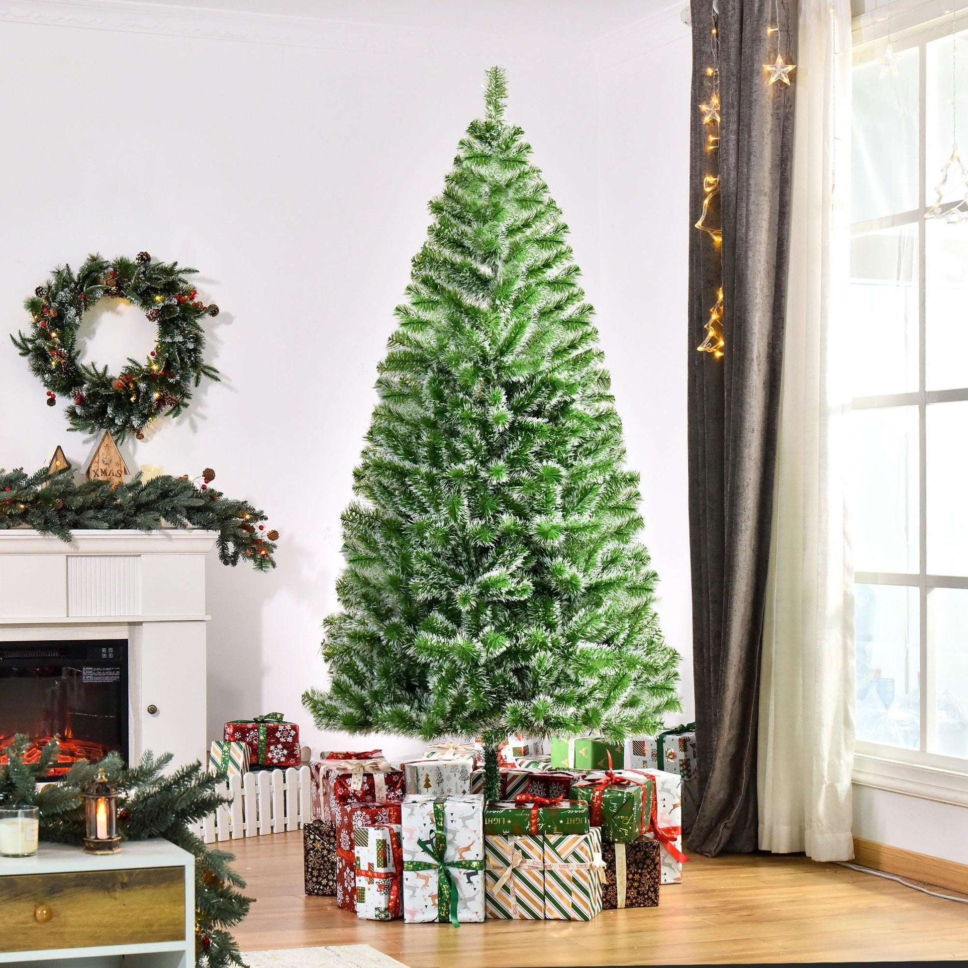 HOMCOM 2.1M Christmas Tree with Metal Stand - ALL4U RETAILER LTD