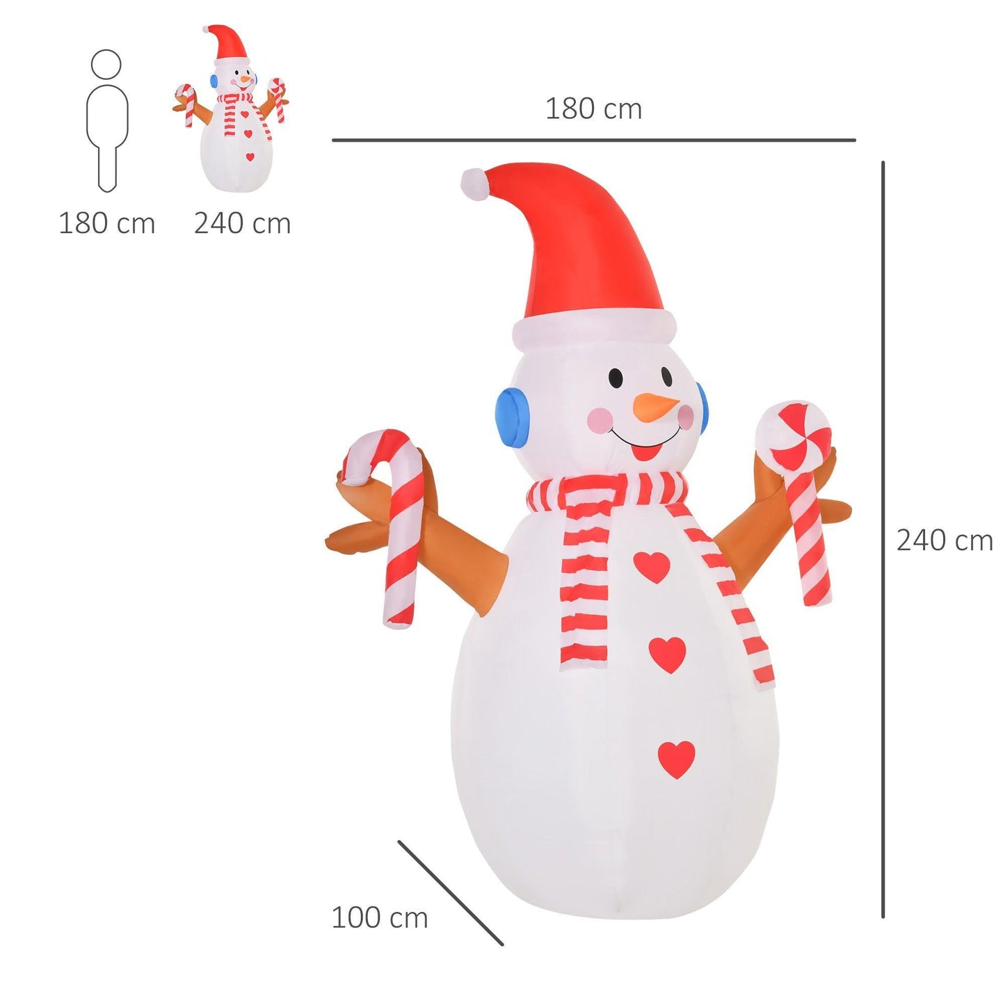 HOMCOM Christmas Inflatable Snowman with Candy - 2.4m Height - ALL4U RETAILER LTD