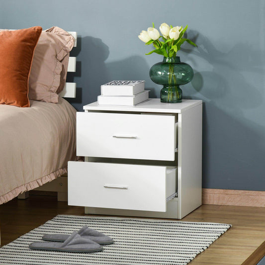 HOMCOM 2-Drawer Bedside Table | Modern Nightstand - ALL4U RETAILER LTD