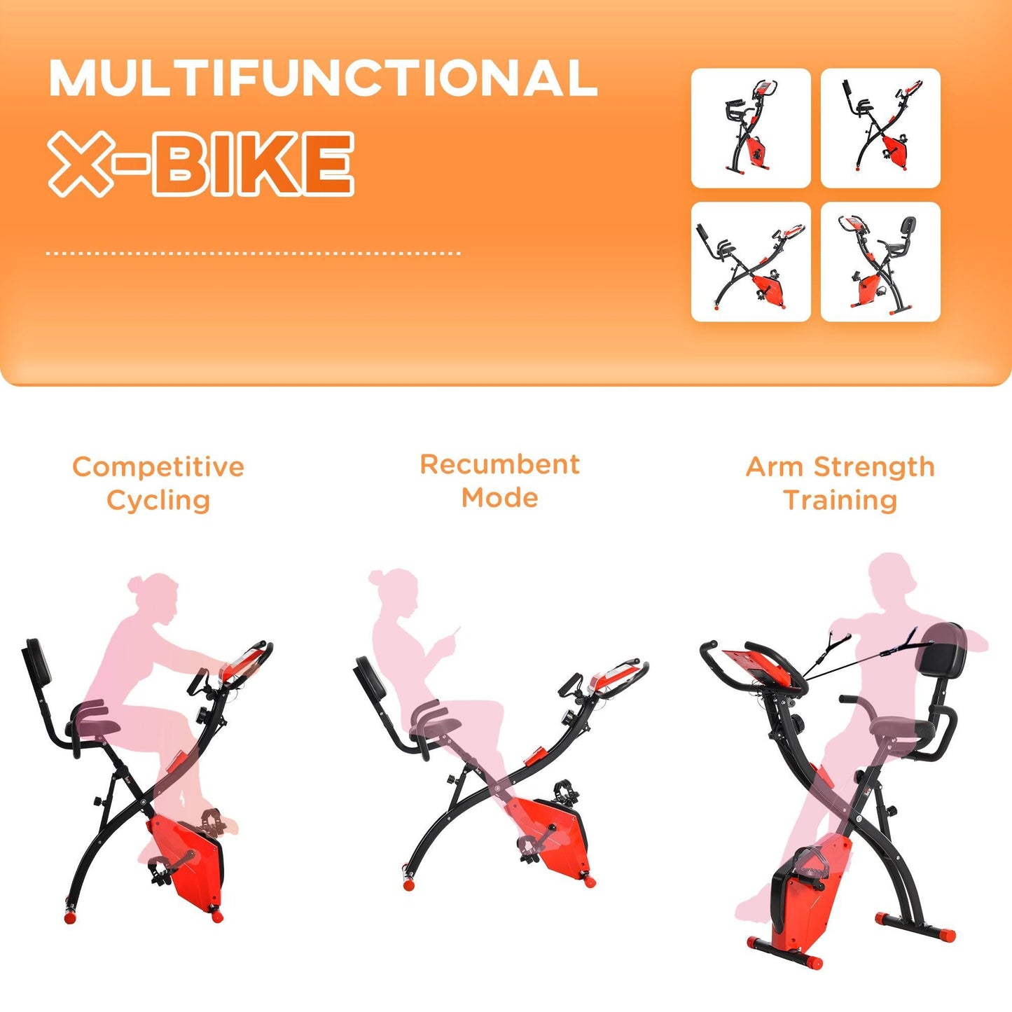 HOMCOM 2-in-1 Fitness Bike: Adjustable Resistance, LCD Monitor - ALL4U RETAILER LTD