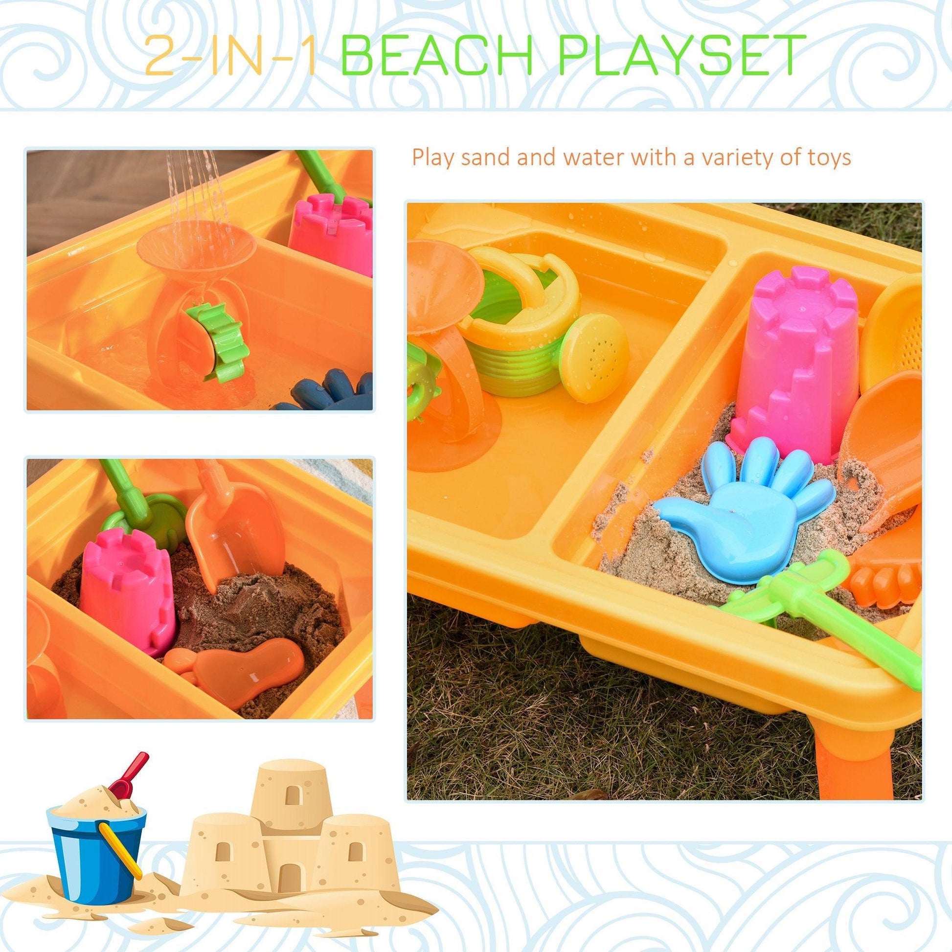 HOMCOM 2-in-1 Sand & Water Table: Fun Outdoor Set with Lid - ALL4U RETAILER LTD