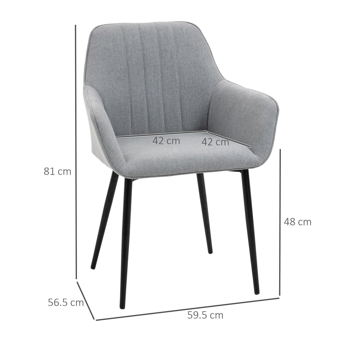 HOMCOM 2-Pack Light Grey Linen Dining Chairs - ALL4U RETAILER LTD