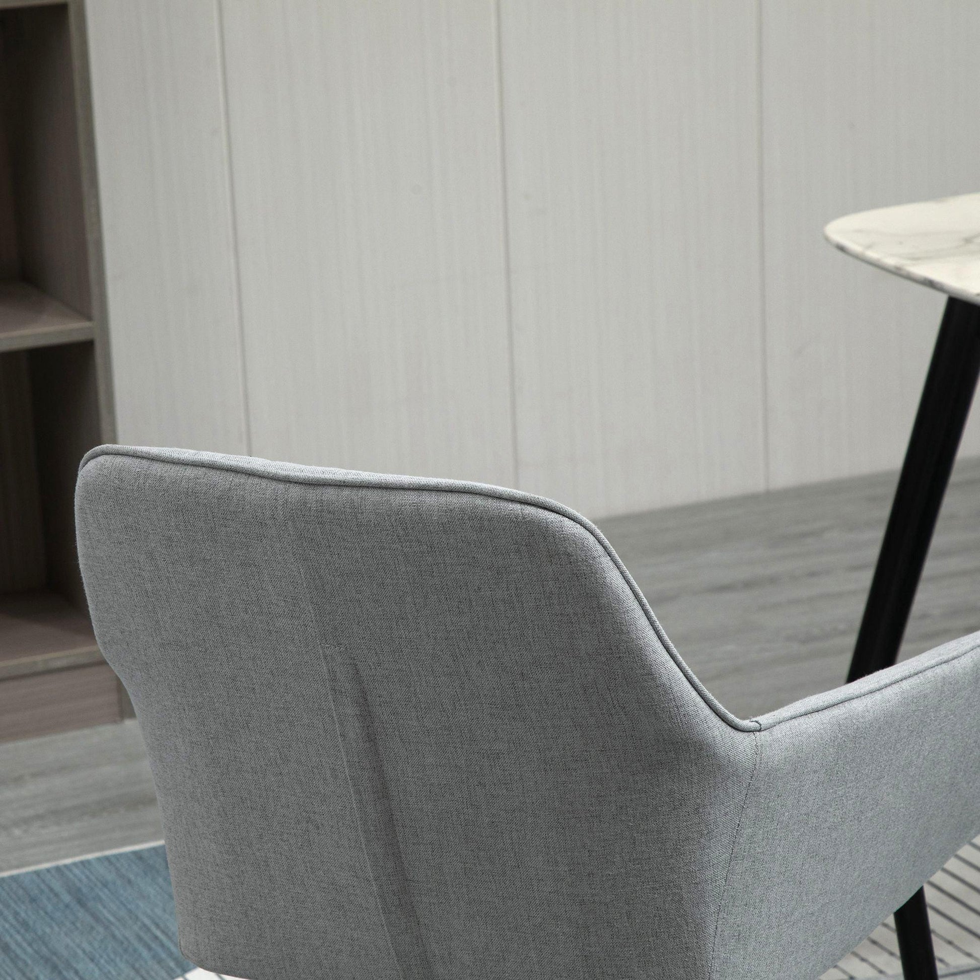 HOMCOM 2-Pack Light Grey Linen Dining Chairs - ALL4U RETAILER LTD