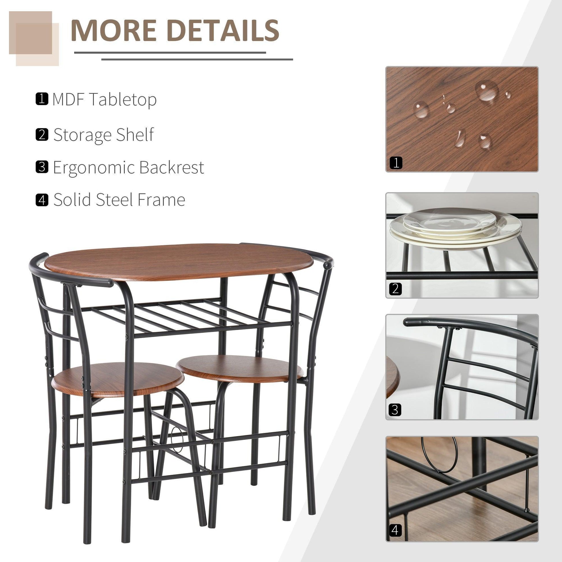 HOMCOM 2-Person Dining Set: Bar Stool & Table - ALL4U RETAILER LTD