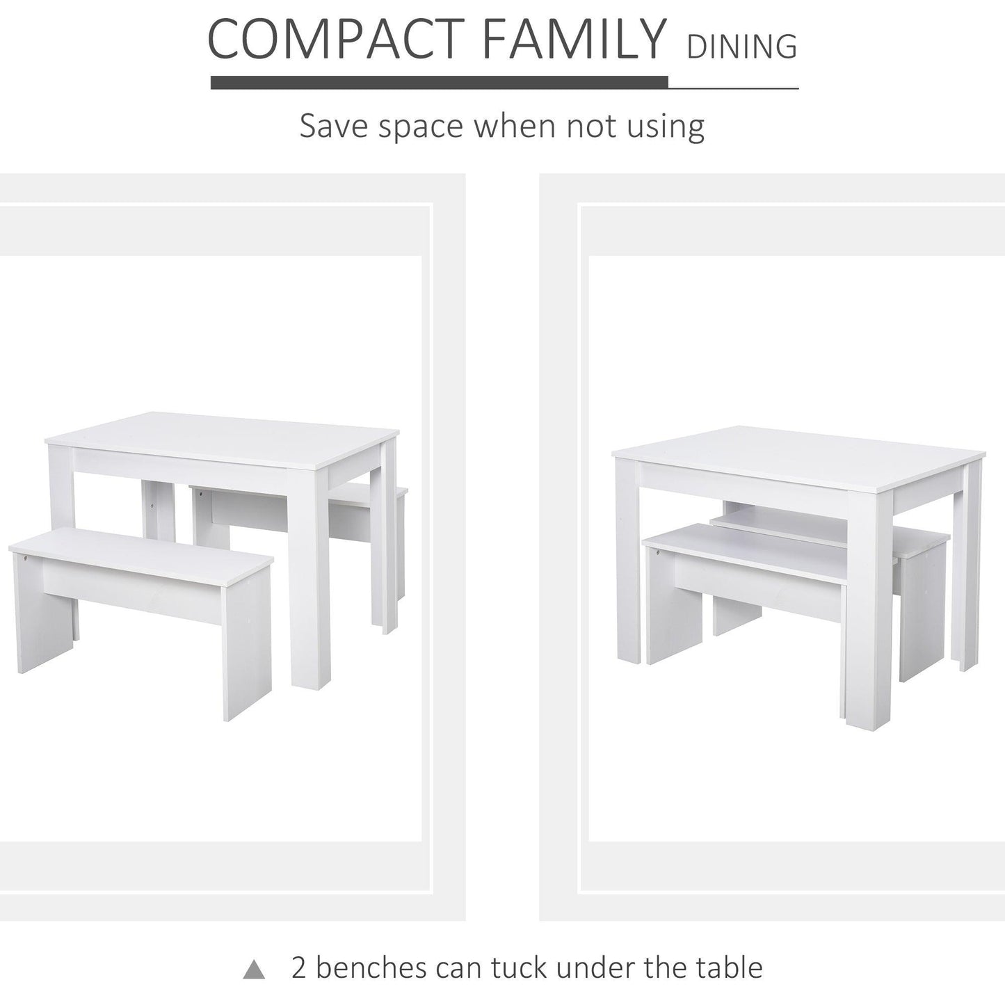 HOMCOM 2-Person Dining Set: White, Space-Saving - ALL4U RETAILER LTD