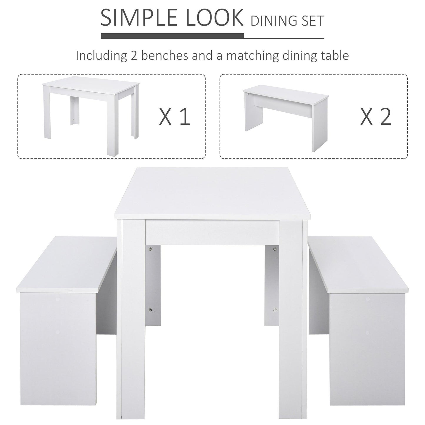 HOMCOM 2-Person Dining Set: White, Space-Saving - ALL4U RETAILER LTD