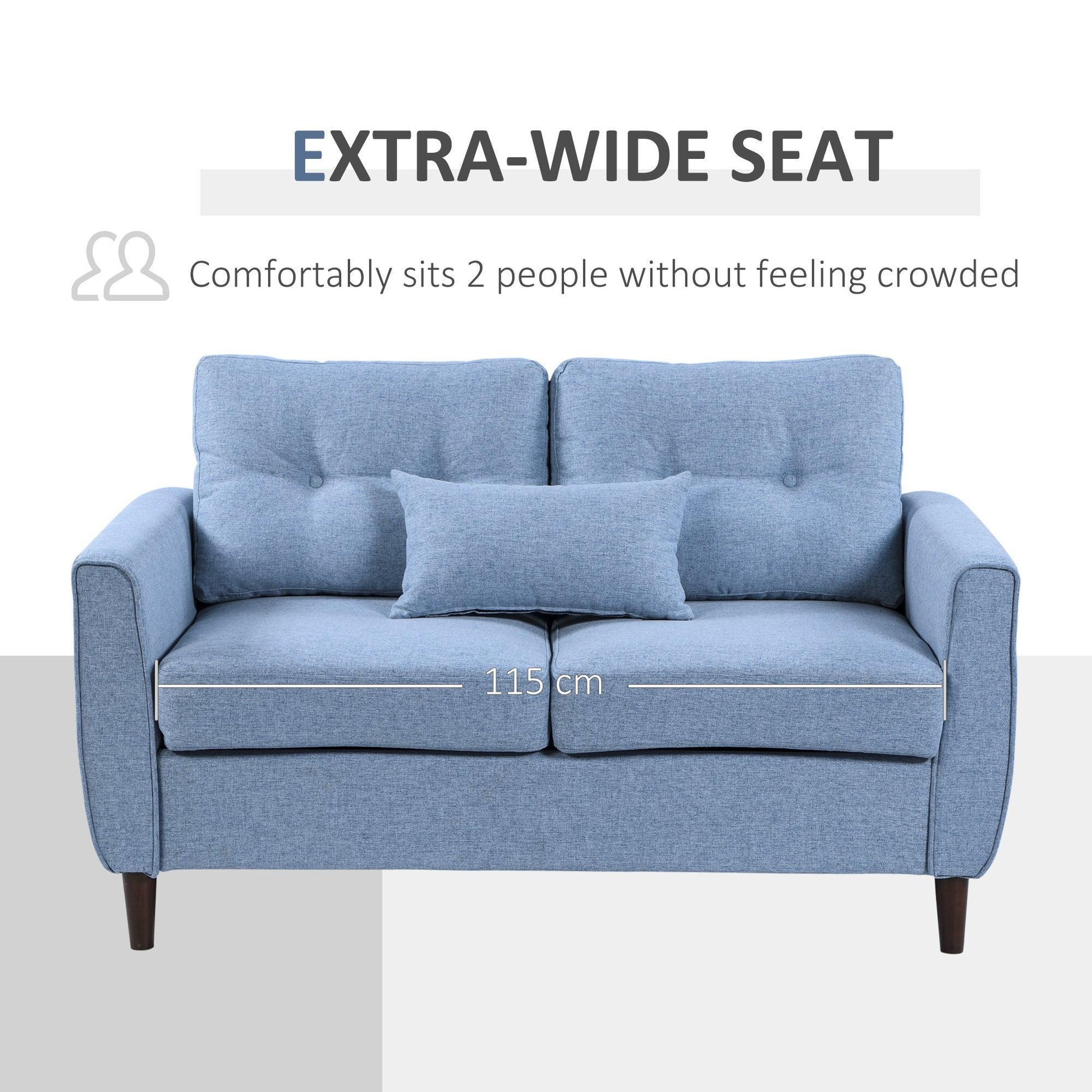 HOMCOM 2 Seat Sofa: Elegant Light Blue - ALL4U RETAILER LTD