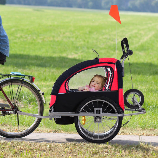 HOMCOM 2-Seater Bike Trailer for Kids - ALL4U RETAILER LTD