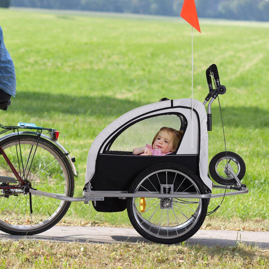 HOMCOM 2-Seater Bike Trailer: Steel Frame - ALL4U RETAILER LTD