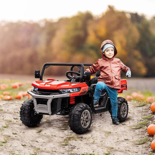 HOMCOM 2-Seater Electric Car w/ Bucket, Remote Control - Red - ALL4U RETAILER LTD