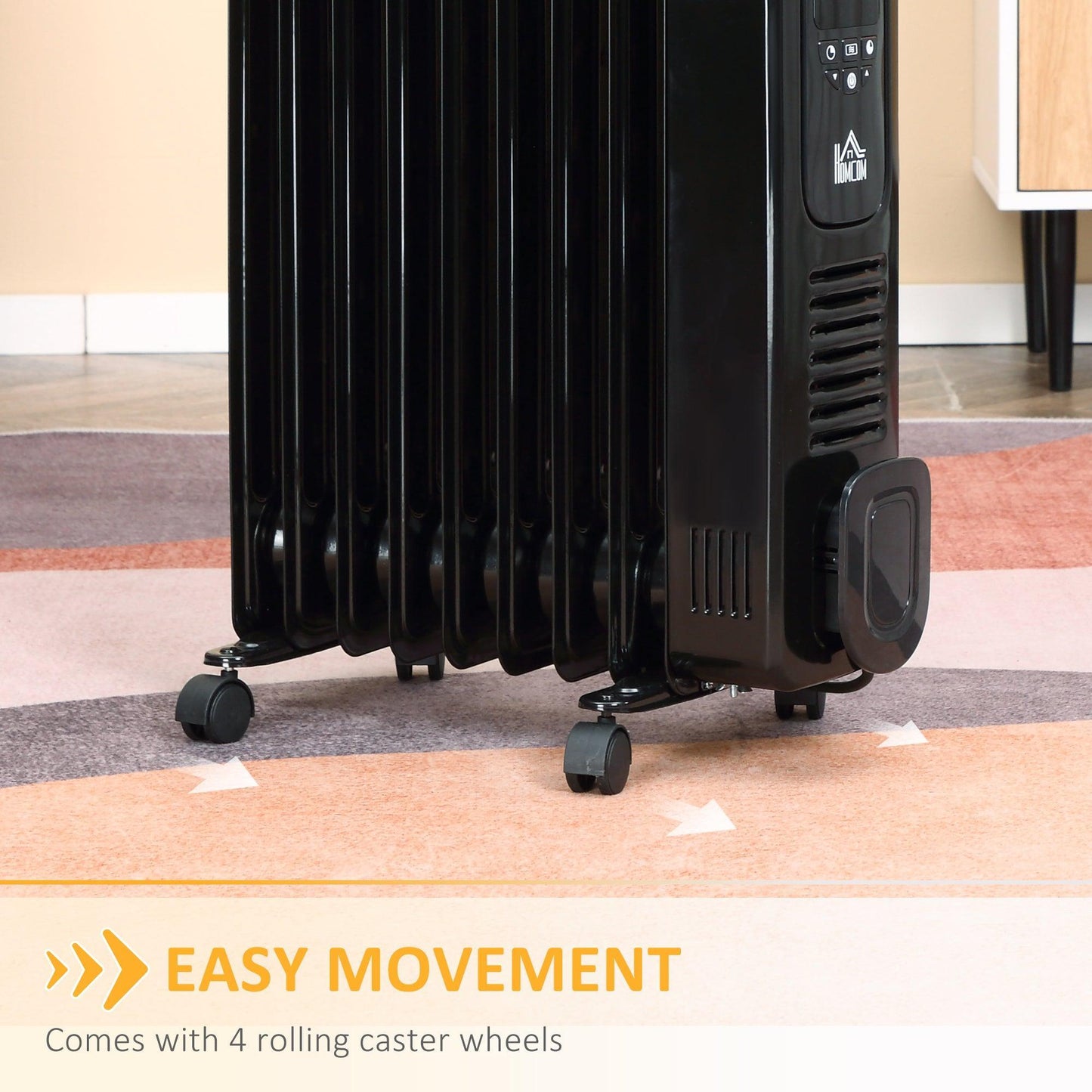 HOMCOM 9-Fin Oil Filled Heater- Efficient and Portable - ALL4U RETAILER LTD