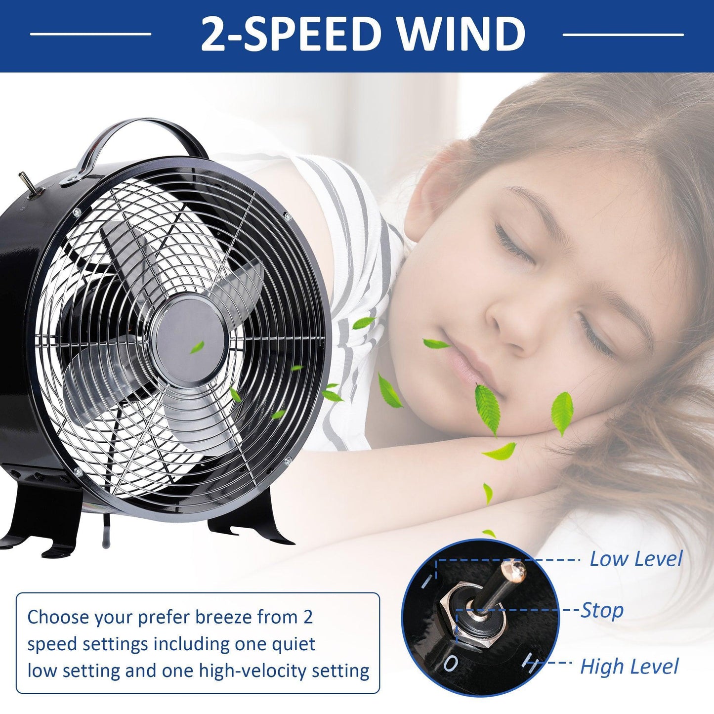 HOMCOM 26cm Electric Table Fan - Efficient and Portable - ALL4U RETAILER LTD