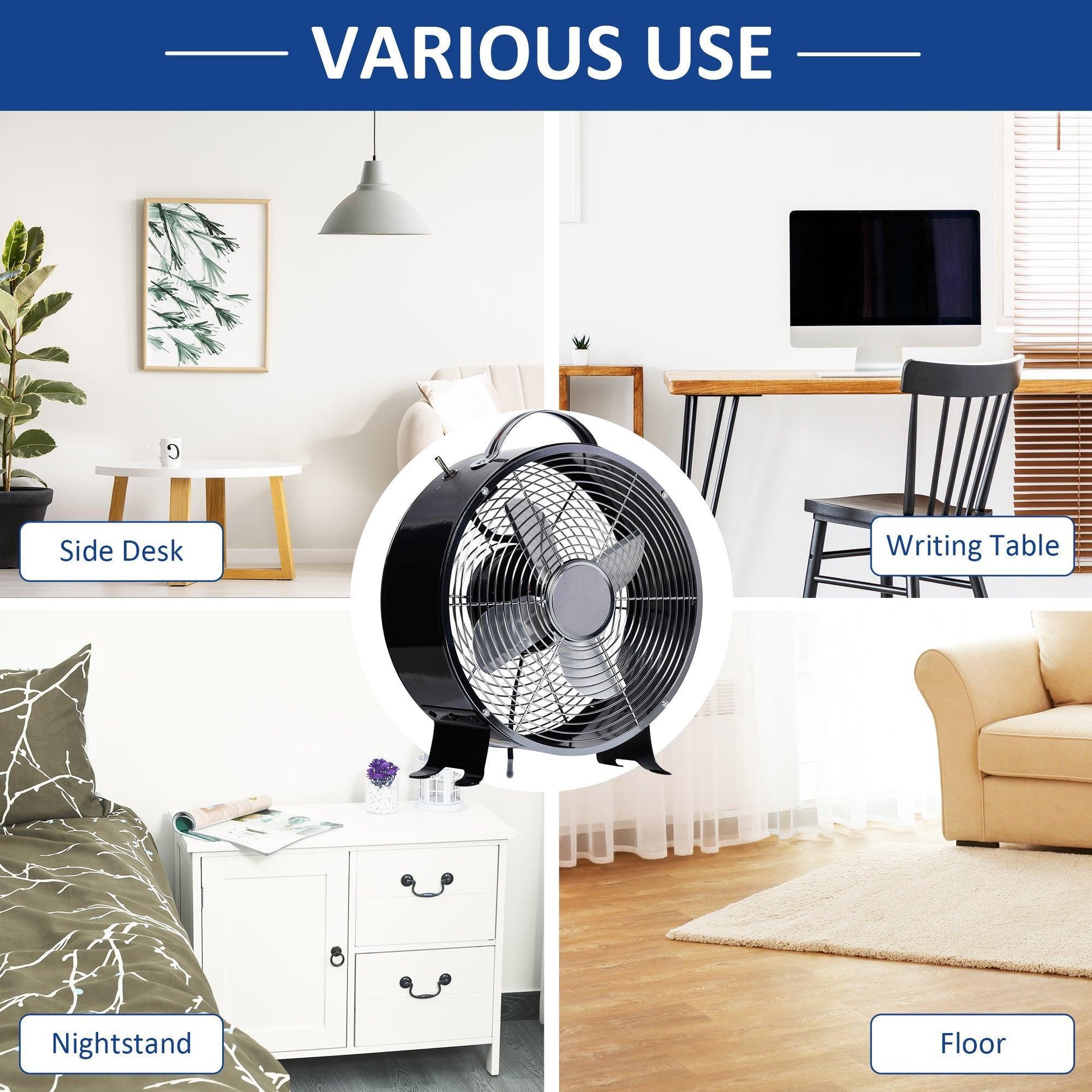 HOMCOM 26cm Electric Table Fan - Efficient and Portable - ALL4U RETAILER LTD