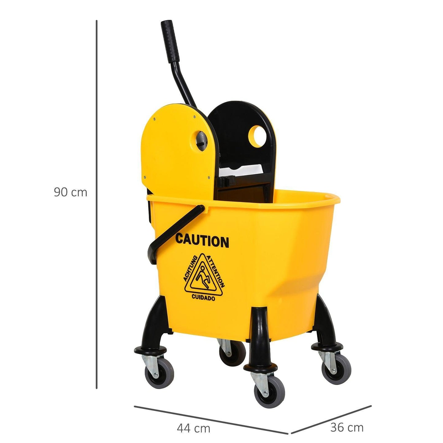 HOMCOM 26L Floor Cart with Wringer - Yellow - ALL4U RETAILER LTD