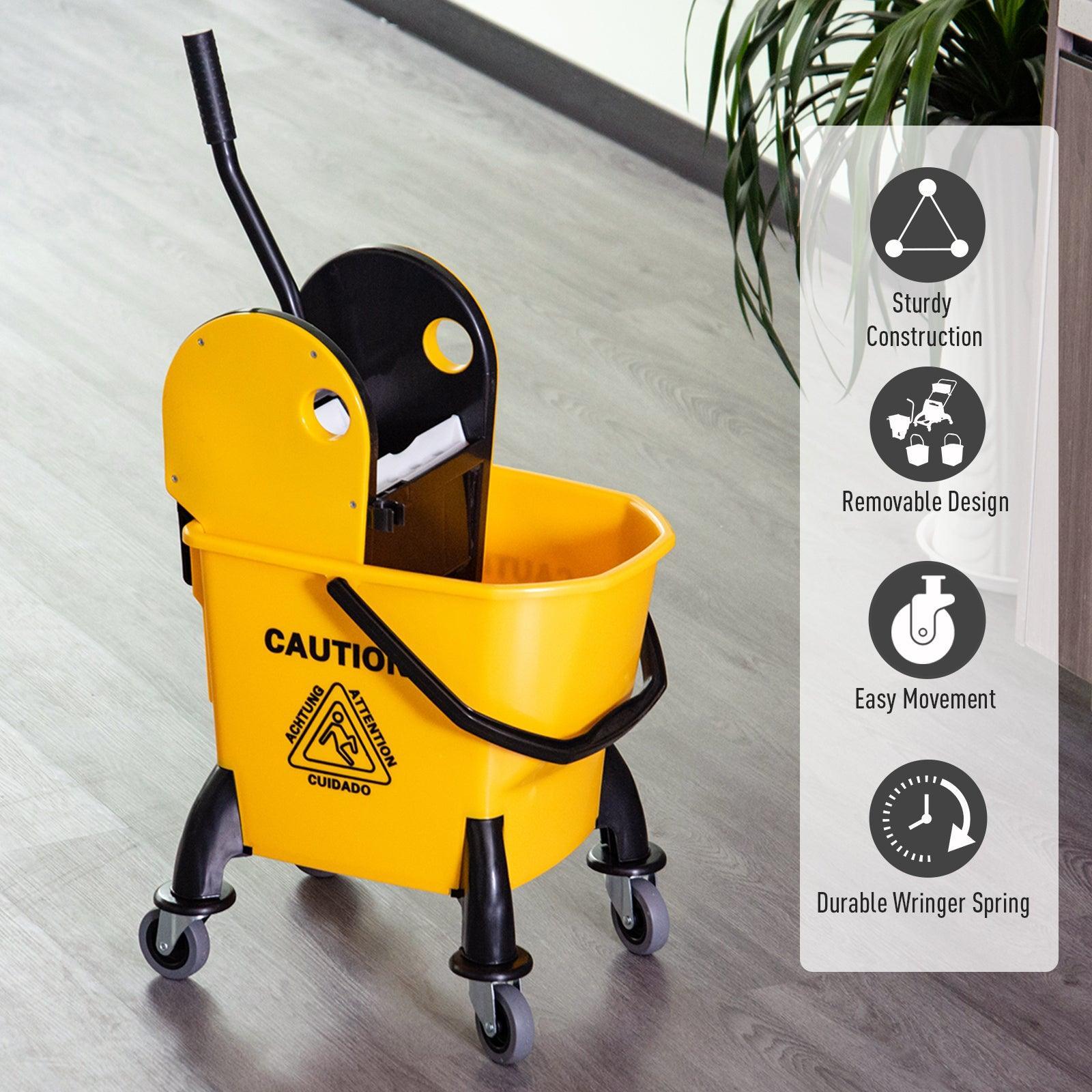 HOMCOM 26L Floor Cart with Wringer - Yellow - ALL4U RETAILER LTD