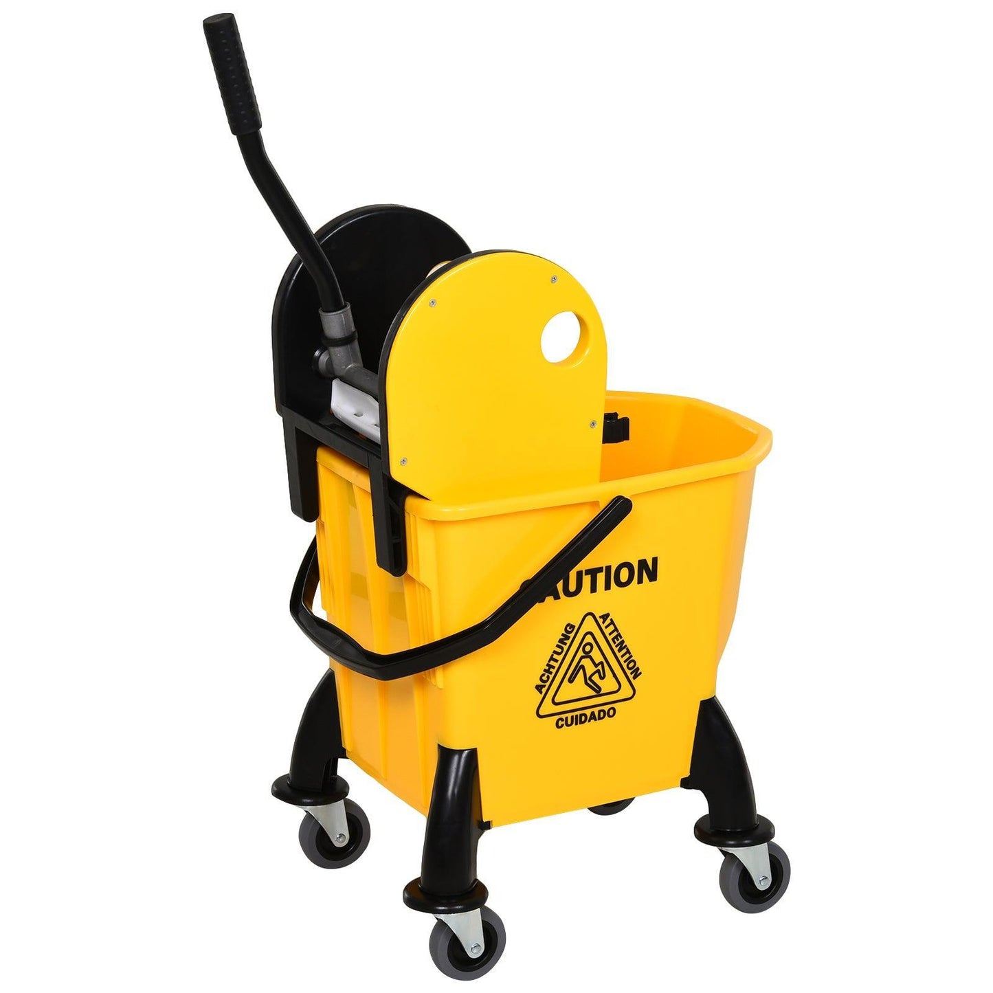 HOMCOM 26L Floor Cart with Wringer - Yellow - ALL4U RETAILER LTD