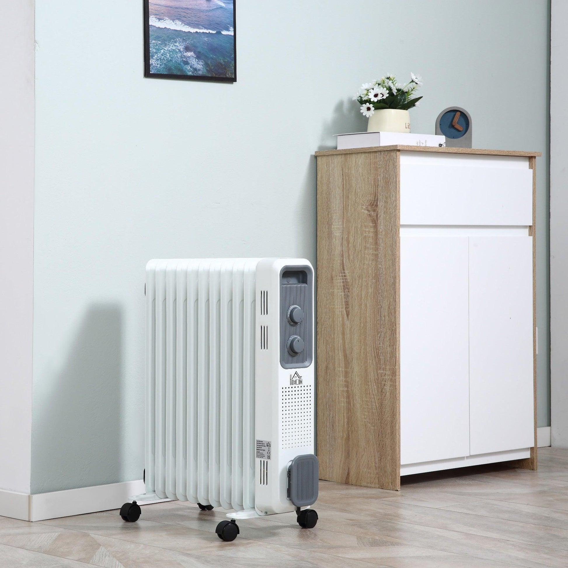 HOMCOM 2720W Oil Radiator: Adjustable Thermostat, Safe Power-Off - ALL4U RETAILER LTD