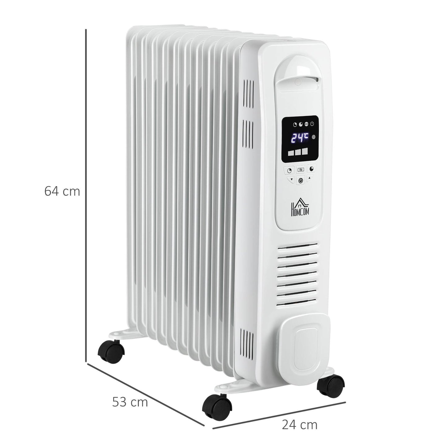 HOMCOM 2720W Oil Radiator: Remote Control, LED Display - ALL4U RETAILER LTD