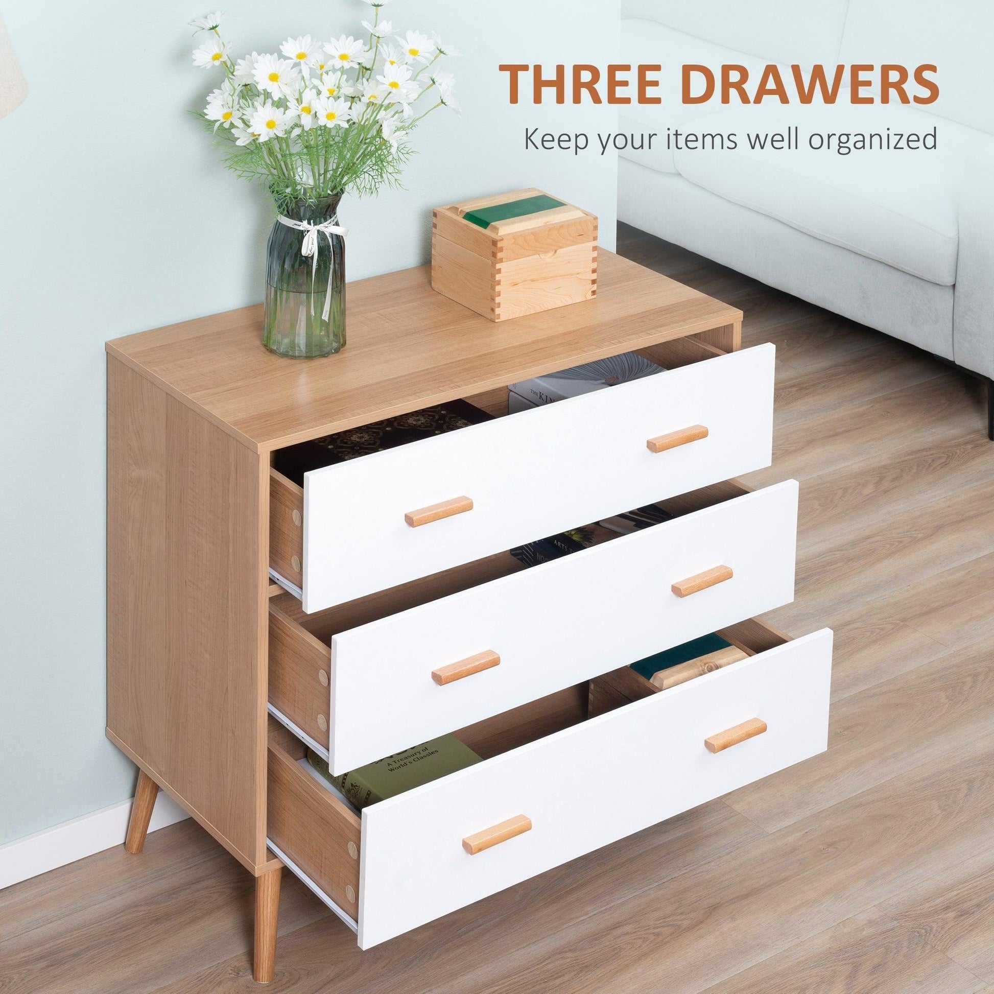 HOMCOM 3-Drawer Chest: Simple & Spacious - ALL4U RETAILER LTD