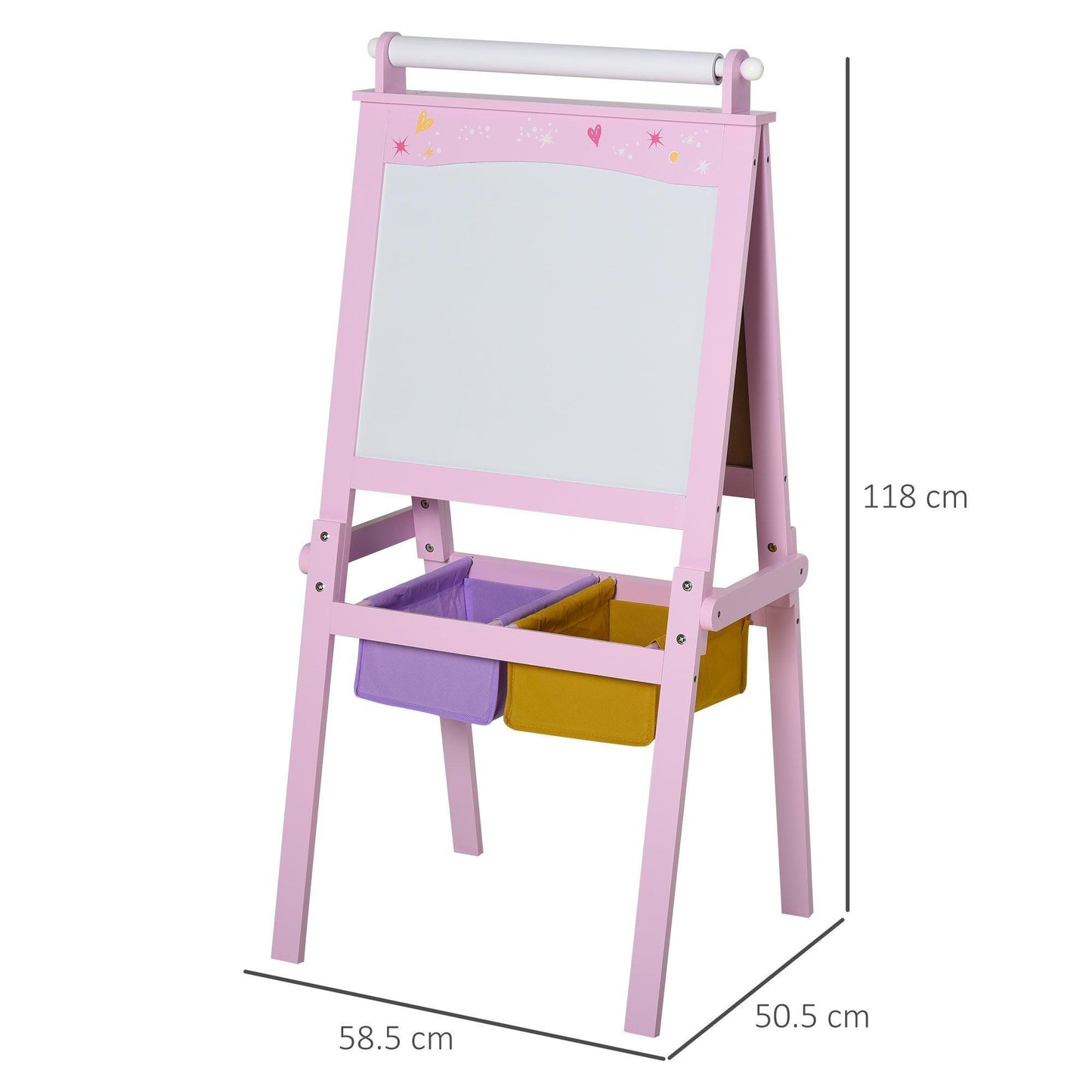 HOMCOM 3-in-1 Pink Art Easel with Paper Roll - Perfect for Toddlers - ALL4U RETAILER LTD