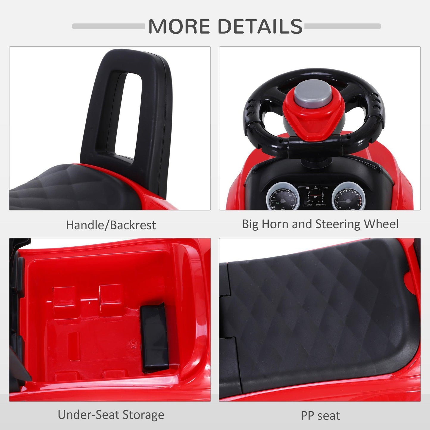 HOMCOM 3-in-1 Toddler Ride On Car - Red - ALL4U RETAILER LTD