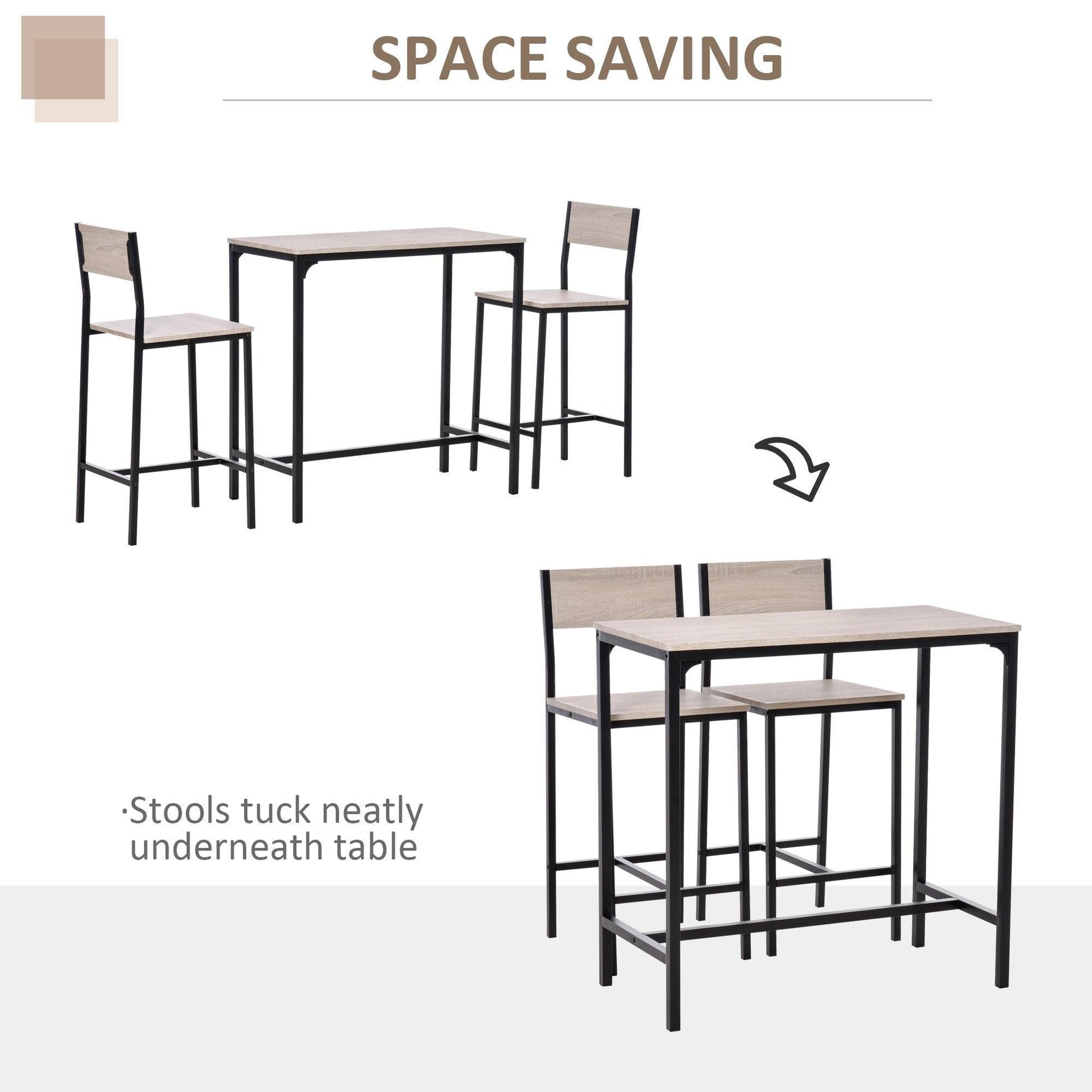 HOMCOM 3-Piece Industrial Oak Table Set - ALL4U RETAILER LTD